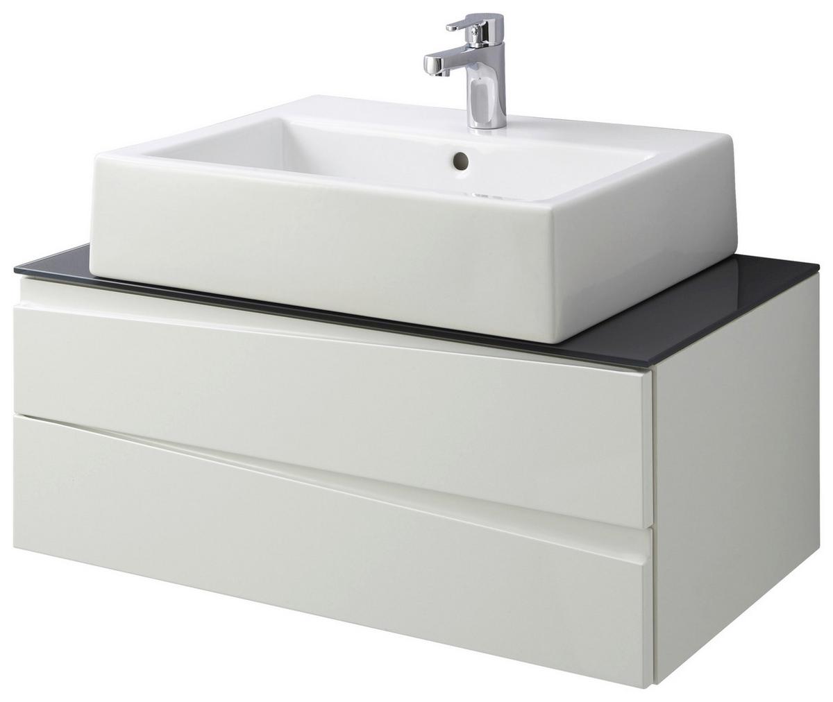 Waschbeckenunterschrank Shape ca. 80x33x47cm Weiß/Grau - Weiß Hochglanz/Grau, MODERN, Glas/Holzwerkstoff (80/33/47cm) - MID.YOU