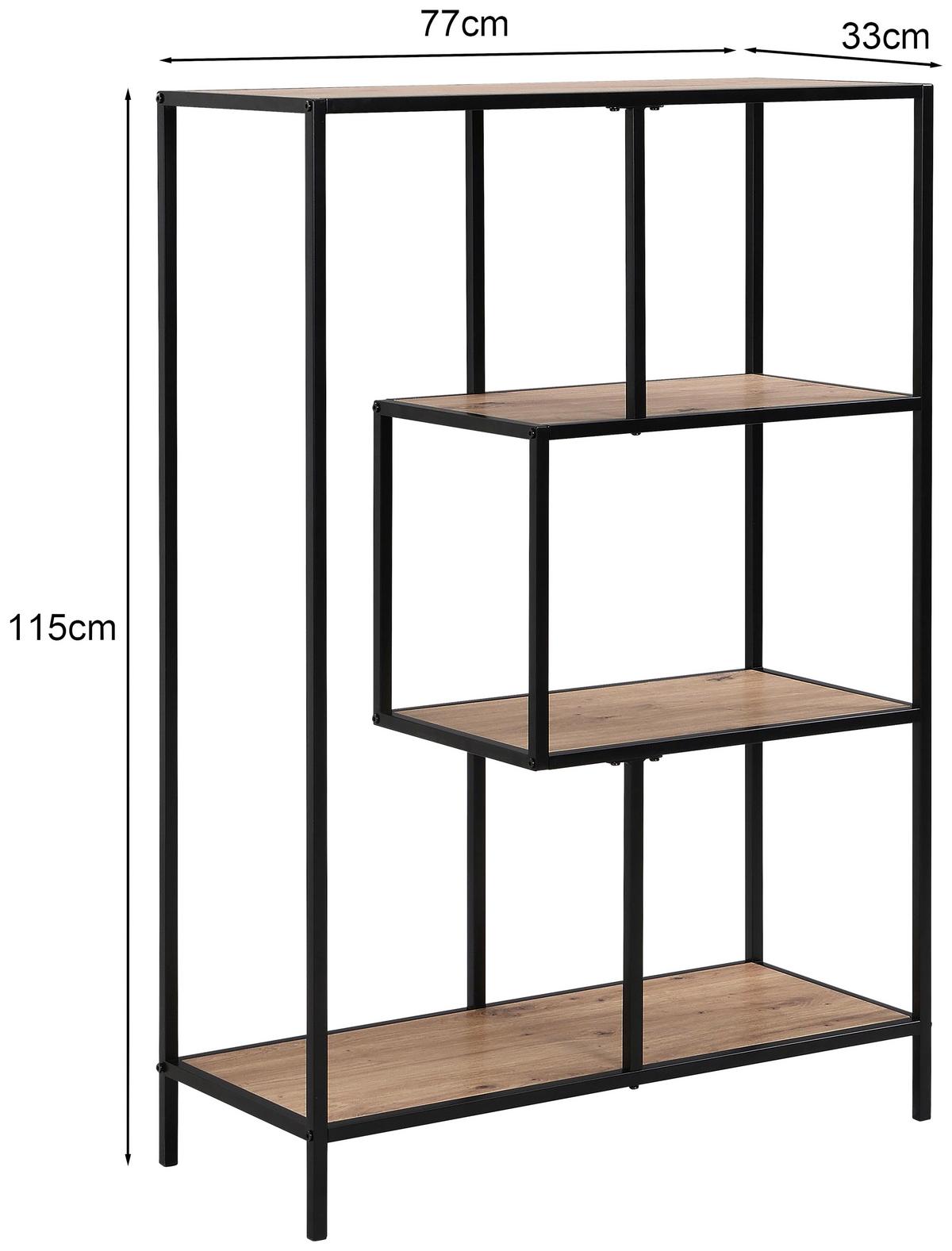 Polica Lillli 2 - prirodne boje/crna, Trend, drvni materijal/metal (77/115/33cm) - Modern Living