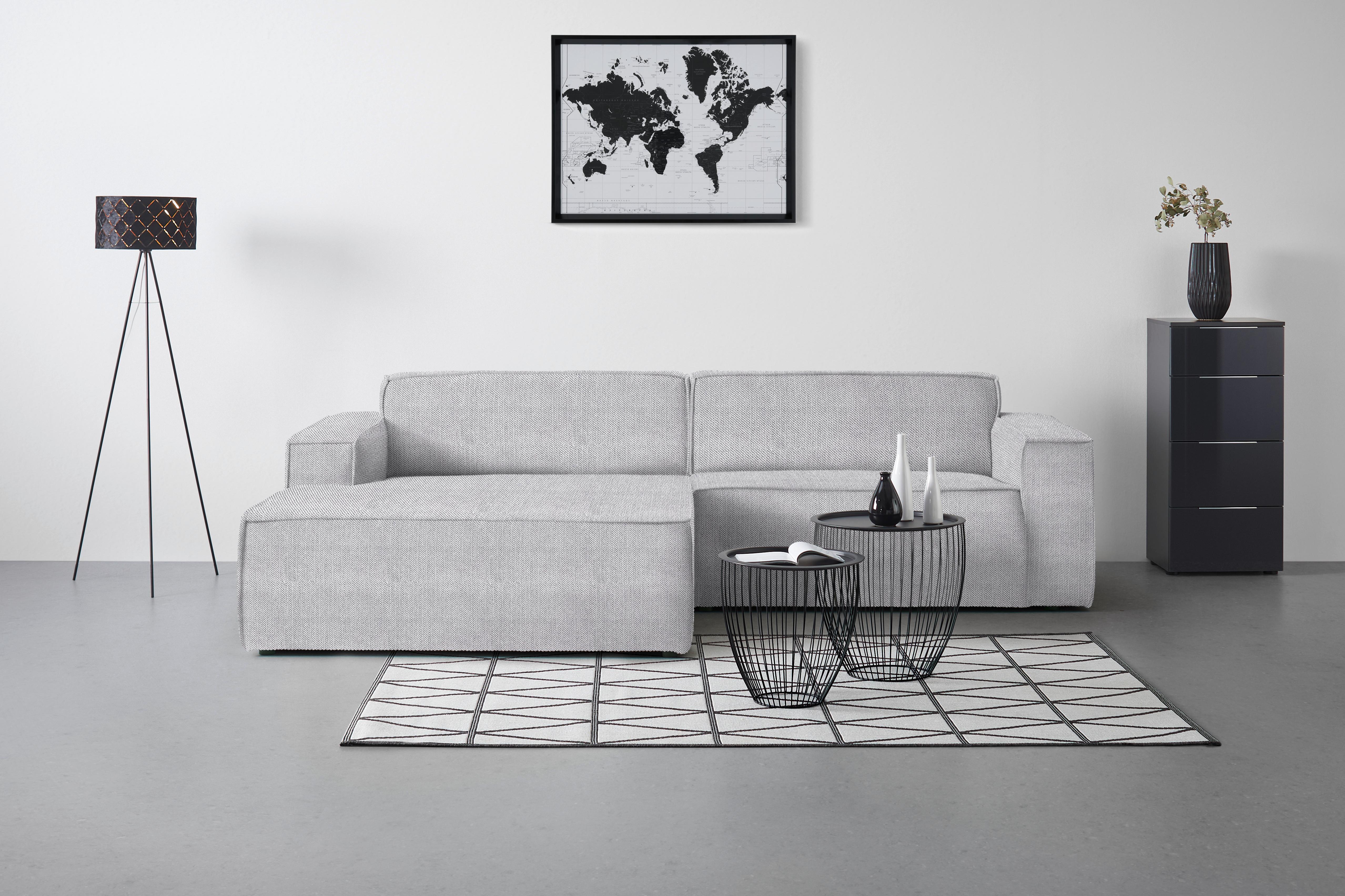 Wohnlandschaft Loft in Hellgrau - Hellgrau/Schwarz, MODERN, Kunststoff/Textil (172/75/265cm) - Mömax