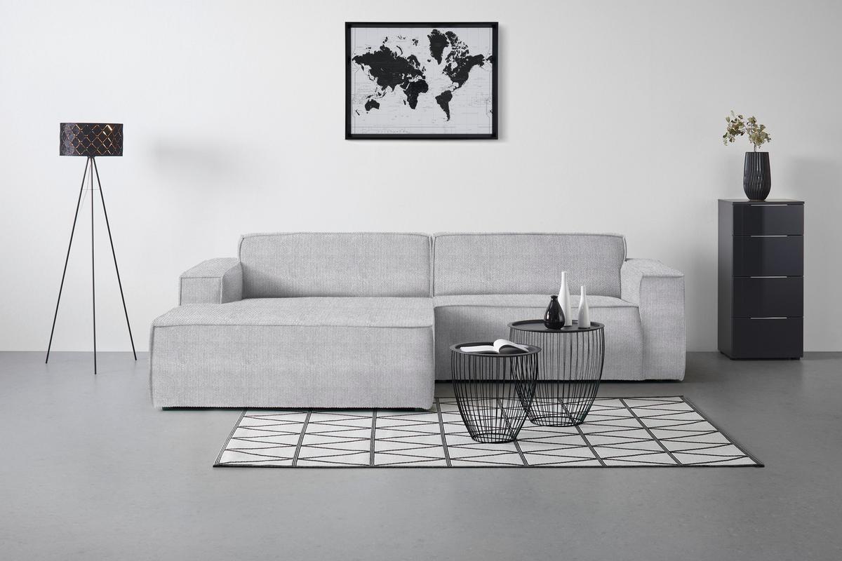 Wohnlandschaft Loft in Hellgrau - Hellgrau/Schwarz, MODERN, Kunststoff/Textil (172/75/265cm) - Mömax