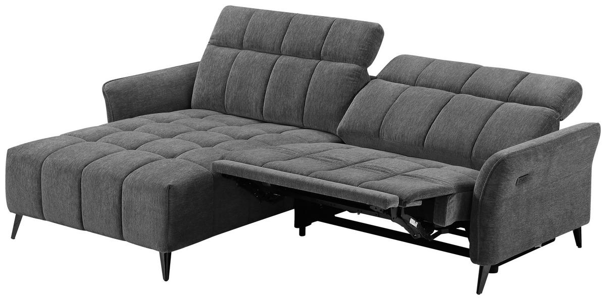 Ecksofa Pisa Anthrazit ca. 173x248cm - Anthrazit/Schwarzchrom, MODERN, Holz/Textil (173/248cm) - Mömax
