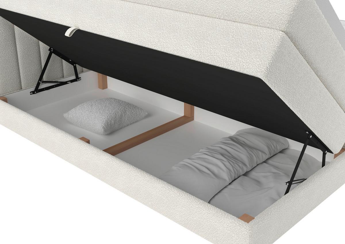 Boxspringbett Lina Creme ca. 160x200cm - Creme, KONVENTIONELL, Holz/Holzwerkstoff (160/200cm) - Premium Living