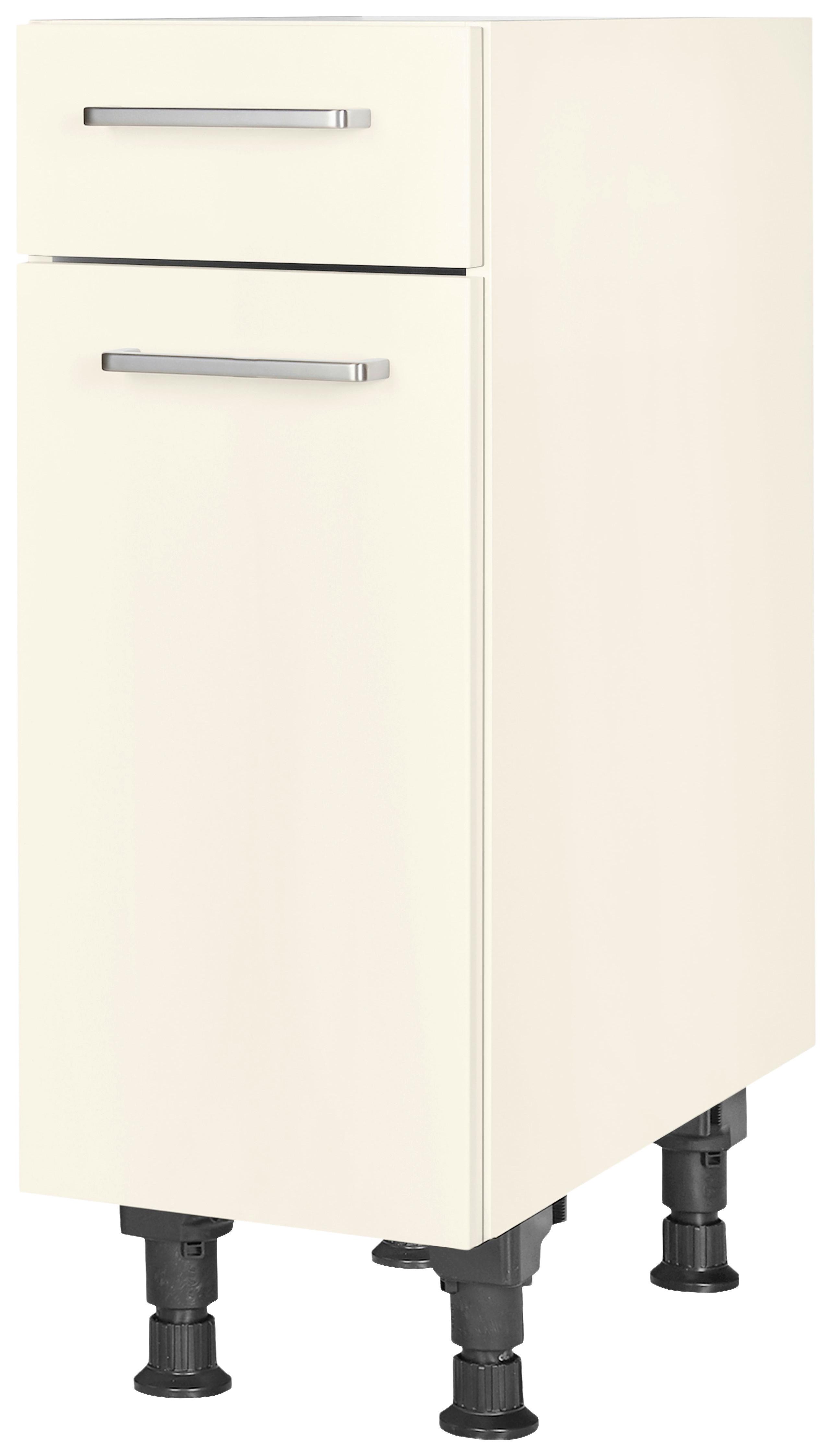 Schubkastenunterschrank Touch Magnolie - Edelstahlfarben/Magnolie, MODERN, Holzwerkstoff/Metall (30/87/56cm) - Nobilia
