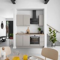 Küchenblock Touch High m. Geräten Grau - Eiche dunkel/Edelstahlfarben, MODERN, Holzwerkstoff/Metall (180cm) - Nobilia