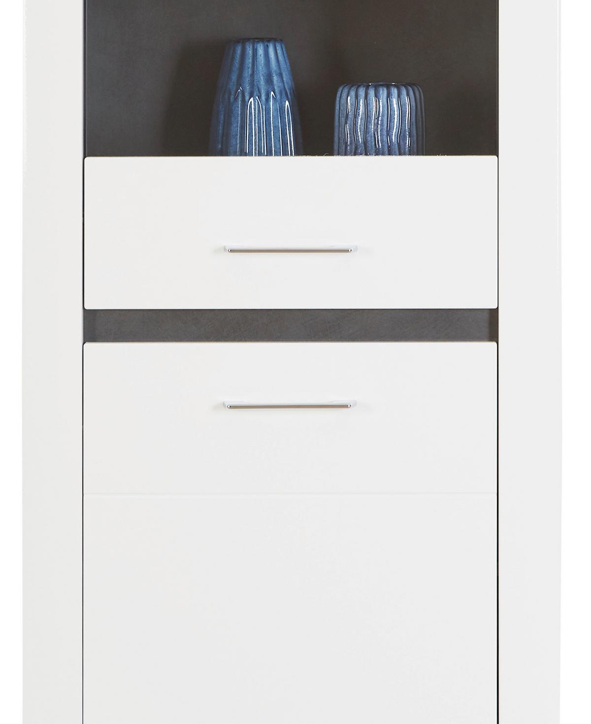 Vitrina Alassio - barve kroma/črna, Moderno, kovina/umetna masa (61,7/200/37,5cm) - Premium Living