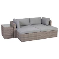 Loungegarnitur Palma 5-tlg aus Kunststoff mit Kissen - Grau, Basics, Glas/Textil (93/65/71cm) - Gardenson