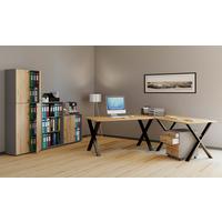 Kotna Pisalna Miza Lona, Barva Hrasta, Črna, 160x160cm - srebrne barve/črna, Moderno, kovina/leseni material (160/160/76cm) - MID.YOU