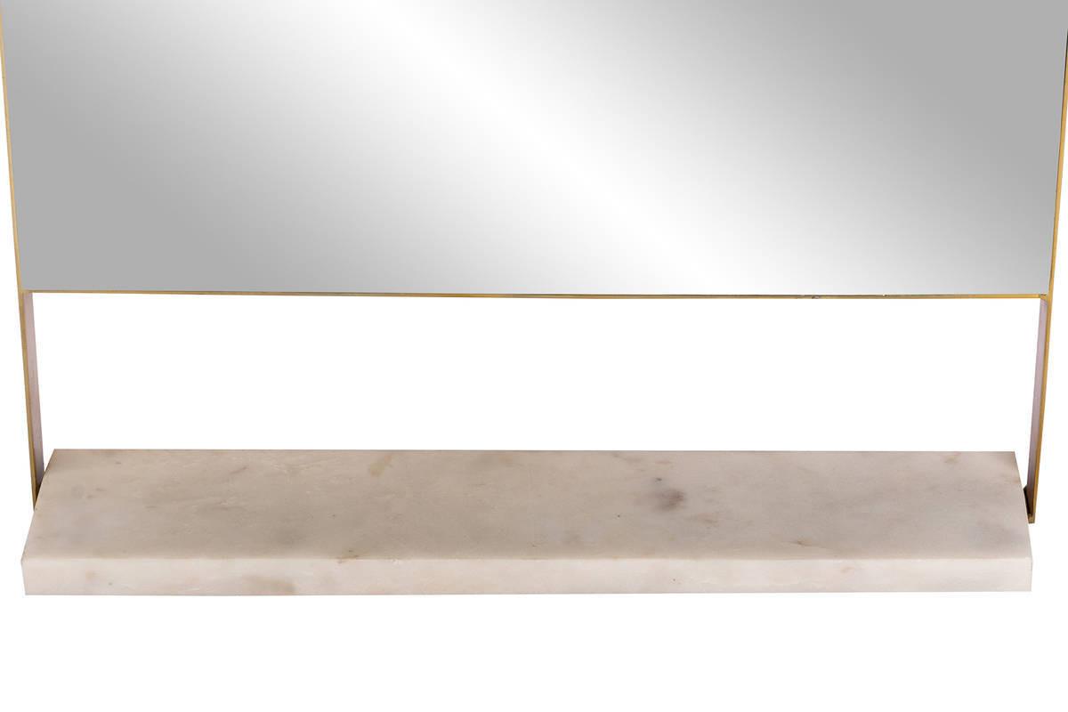 WANDSPIEGEL WANDSPIEGEL DOHA 125 - Weiss/Goldfarben, Trend, Glas/Stein (43,5/69/10cm) - Kayoom