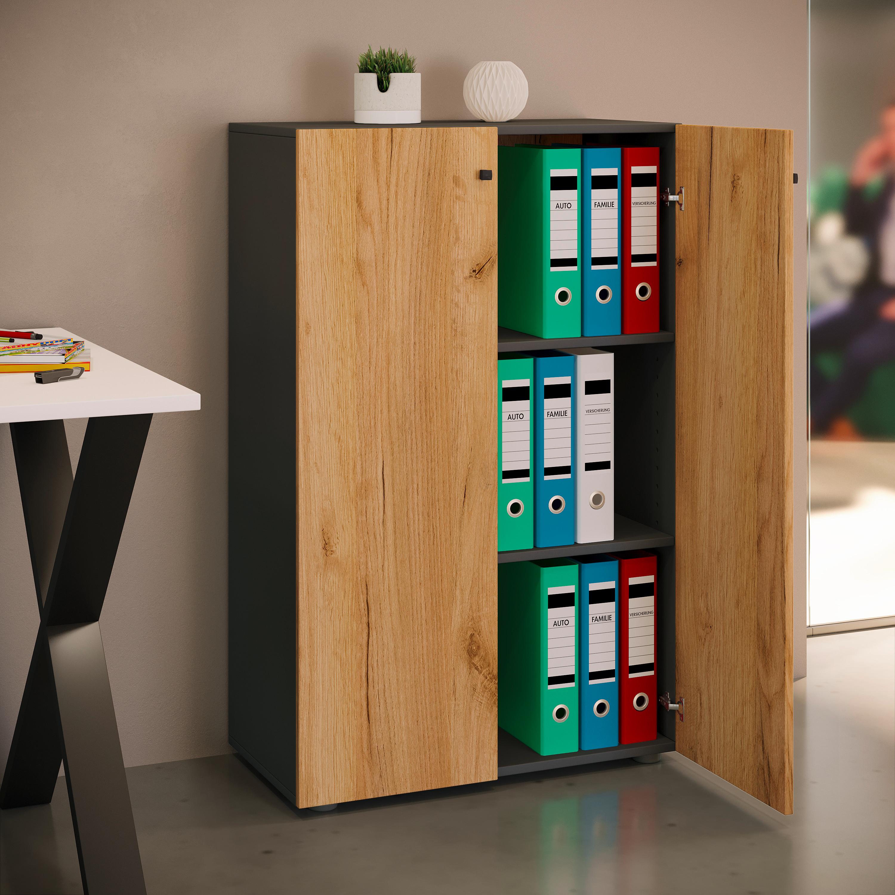 AKTENSCHRANK LONA XL - Honigeiche/Anthrazit, Design (70/110/39cm) - MID.YOU