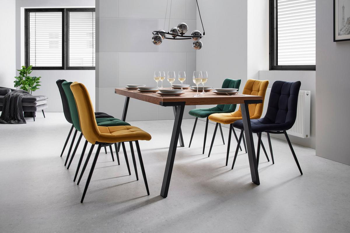 Stuhl Suri Schwarz Samt Gepolstert - Schwarz, MODERN, Holz/Textil (46/87/59cm) - Bessagi Home