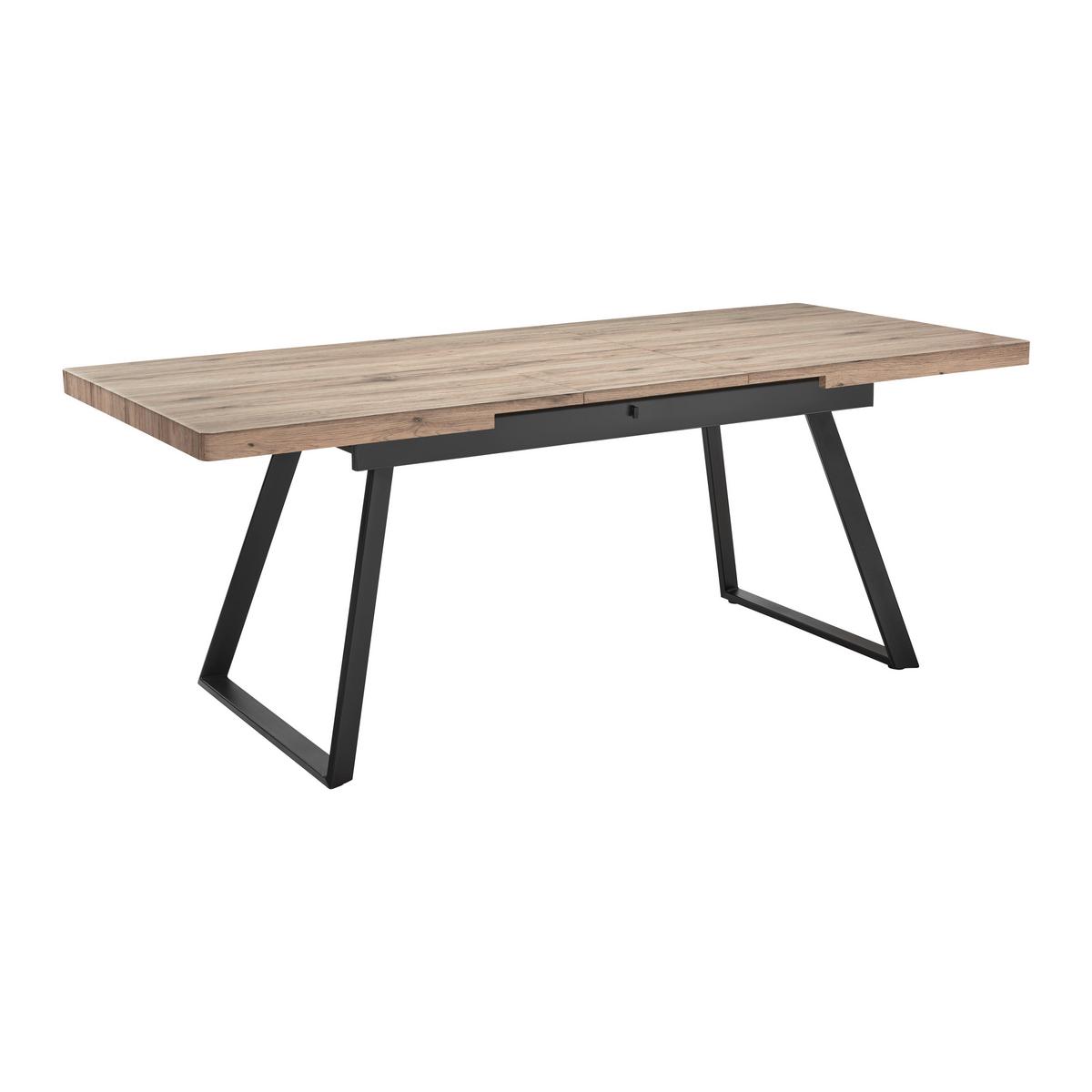 Raztegljiva Miza Ivano - črna/barve hrasta, Moderno, kovina (160-200/90/76cm) - Bessagi Home