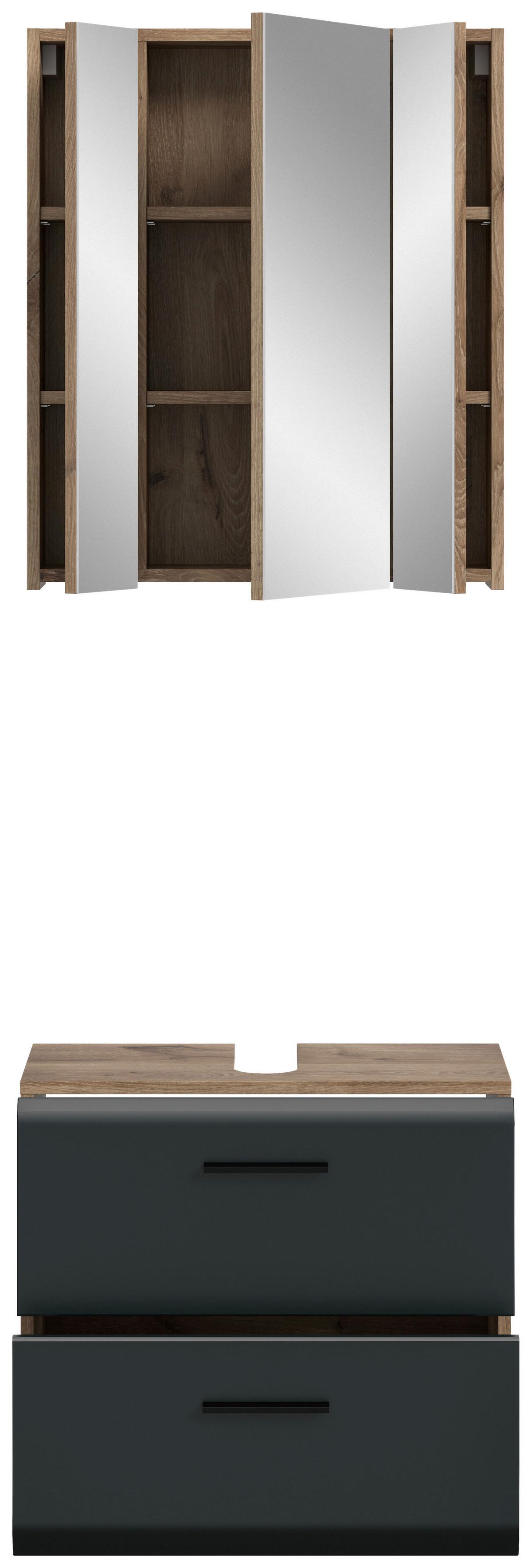 BADEZIMMER ICE - Eiche dunkel/Schwarz, Basics, Holzwerkstoff/Kunststoff (60cm) - MID.YOU