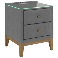 Nachtkästchen Elena Graphitfarben - Graphitfarben, KONVENTIONELL, Glas/Holz (48/68/45cm) - Sembella