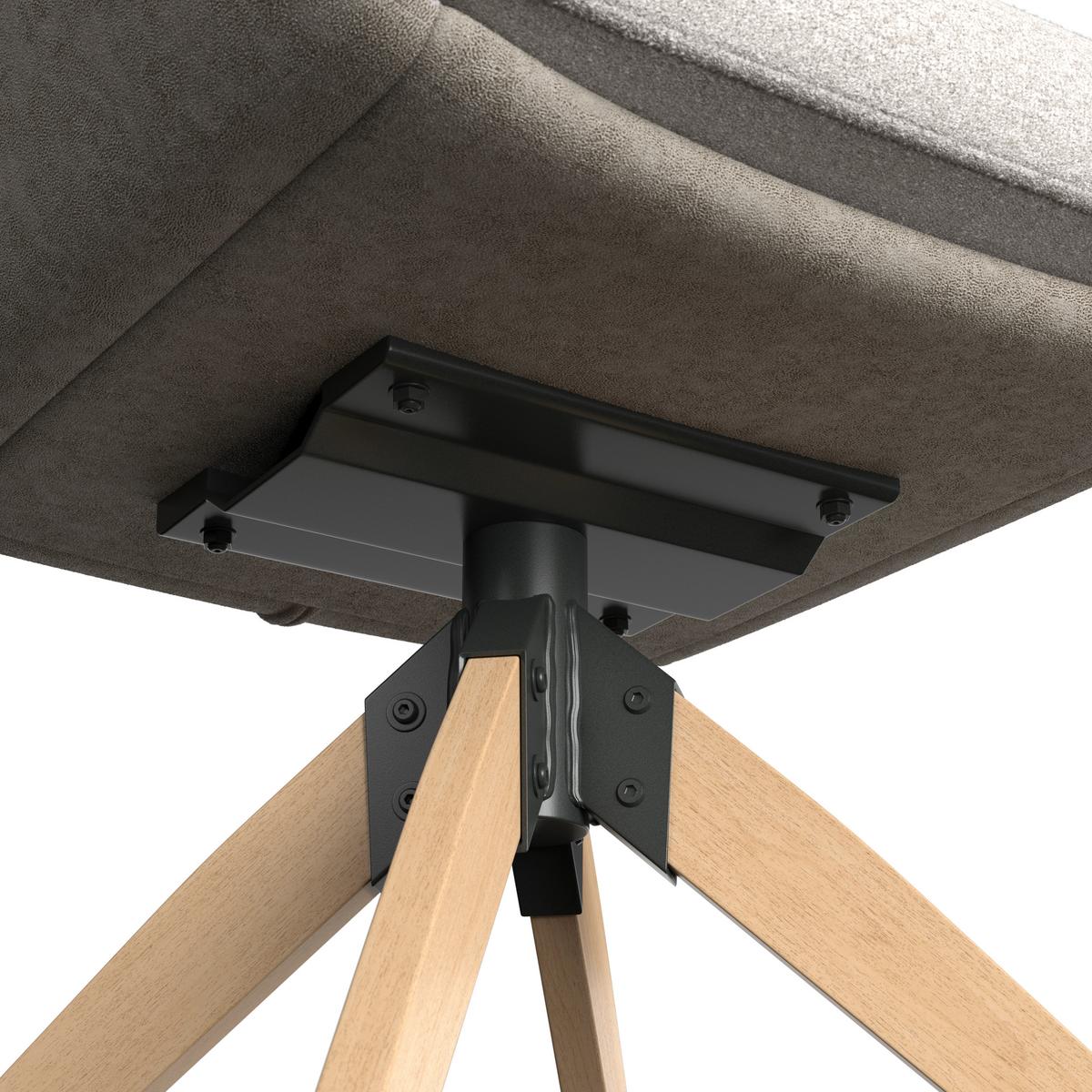 Armlehnstuhl Neelia Greige Webstoff Drehbar Gepolstert - Greige/Naturfarben, MODERN, Holz/Textil (71/60/94cm) - Bessagi Home
