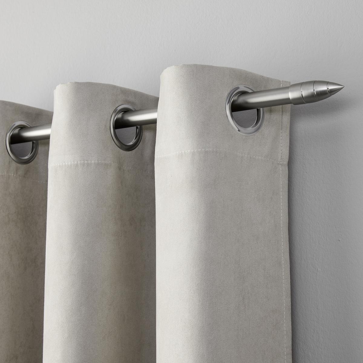Perdea inele capsă Velours - gri, Konventionell, textil (140/245cm) - Modern Living