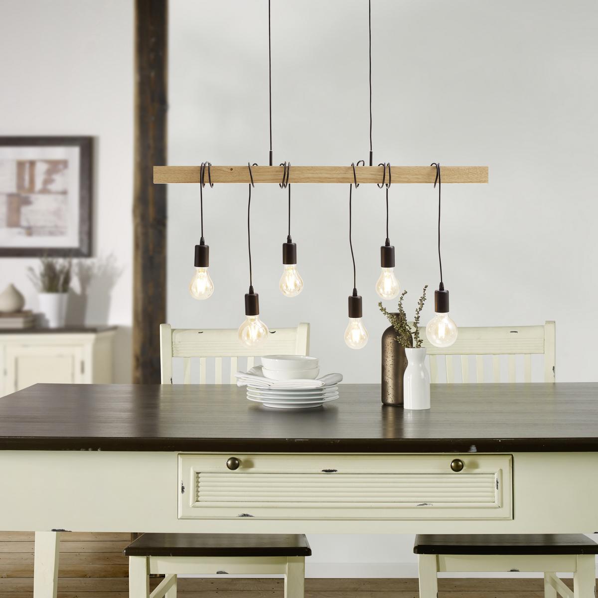 LAMPA WISZĄCA 78845 TOWNSHEND *SBM* - czarny/brązowy, Lifestyle, metal/drewno (100cm) - Marama