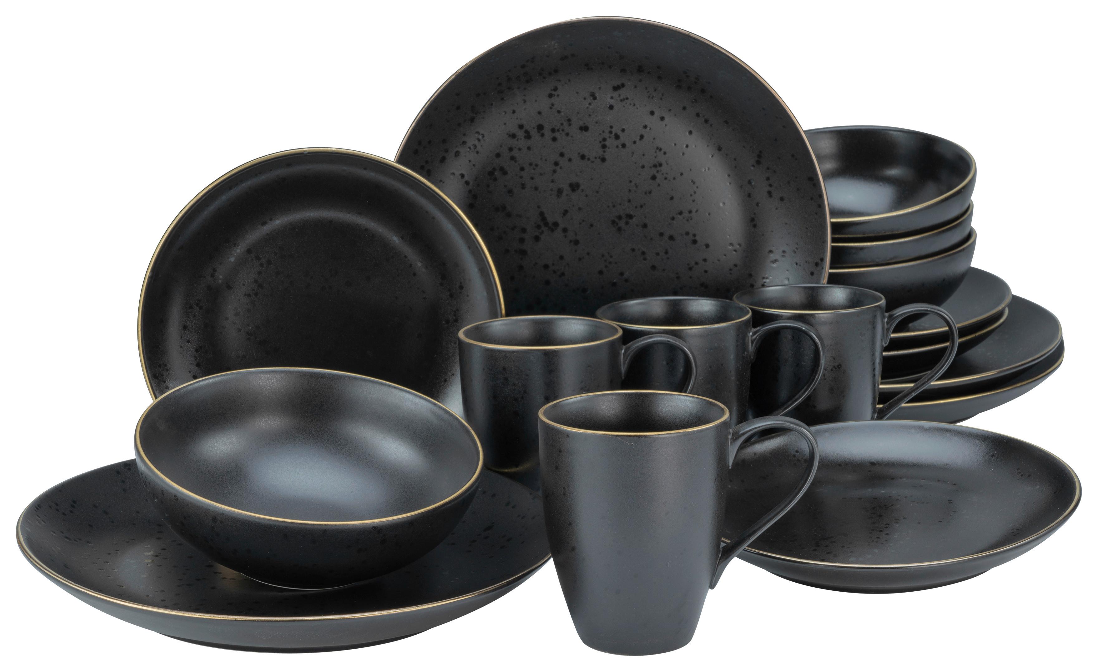 Kombiservice Industrial in Schwarz, 16-teilig - Schwarz, KONVENTIONELL, Keramik - Creatable