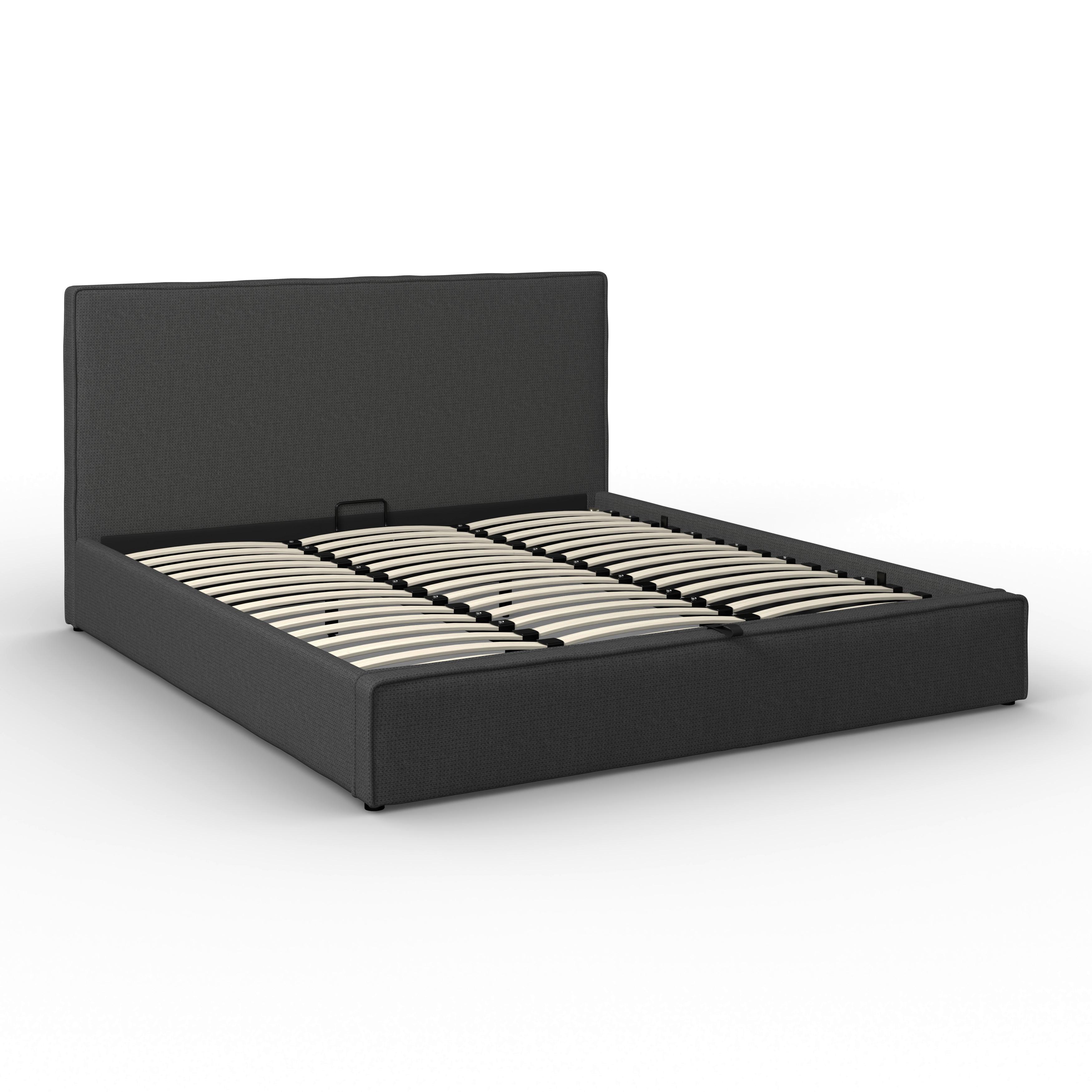 STOPPAD SÄNG GINA - mörkgrå/svart, Modern, metall/trä (180/200cm) - Bessagi Home