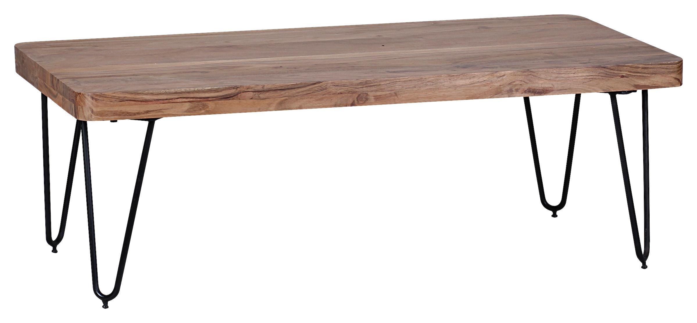 Klubska Miza Bagli - črna/barve akacije, Design, kovina/les (115/60/40cm) - MID.YOU