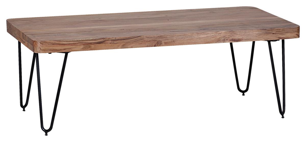 Klubska Miza Bagli - črna/barve akacije, Design, kovina/les (115/60/40cm) - MID.YOU