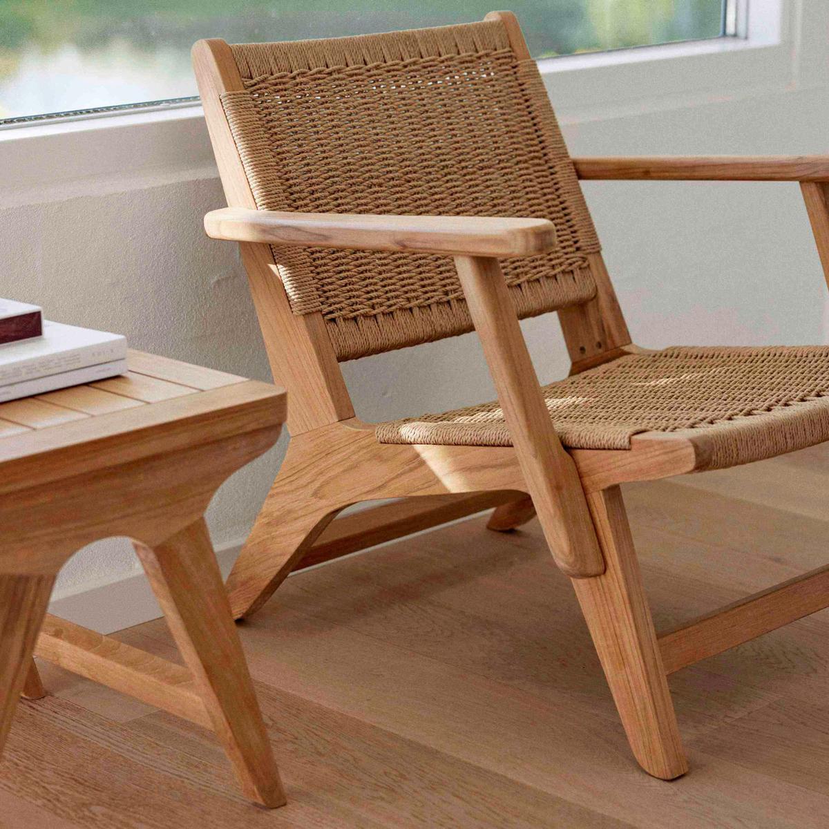 Loungesessel Eya Teak Indoor - Hellbraun/Teakfarben, Natur, Holz/Papier (68/71/72cm) - Gardenson
