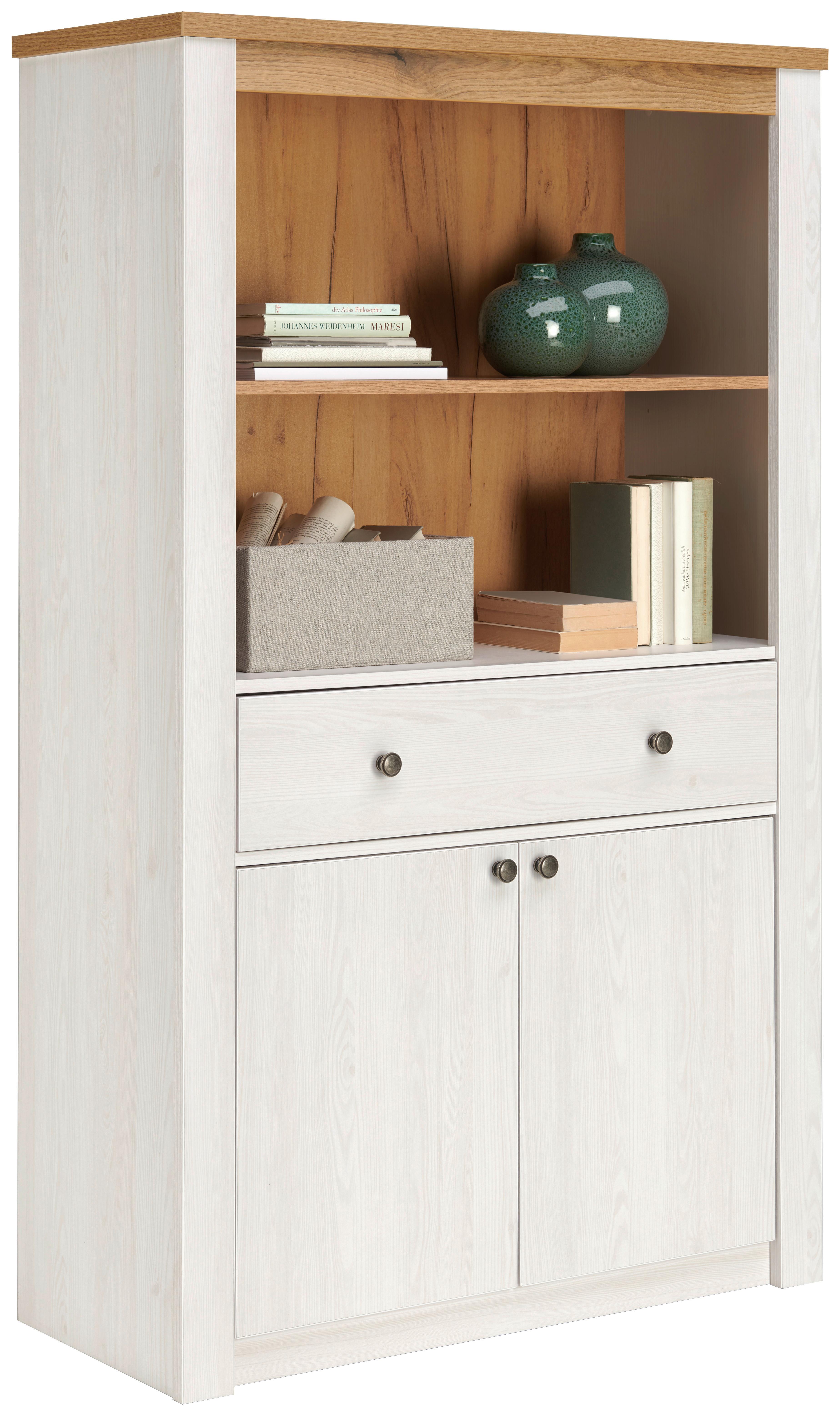 Knjižna Omara Rovigio, Barva Macesna, Bela - bela/barve macesna, Konvencionalno, kovina/umetna masa (97/161/42cm) - Landscape