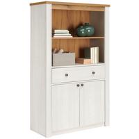 Knjižna Omara Rovigio, Barva Macesna, Bela - bela/barve macesna, Konvencionalno, kovina/umetna masa (97/161/42cm) - Landscape