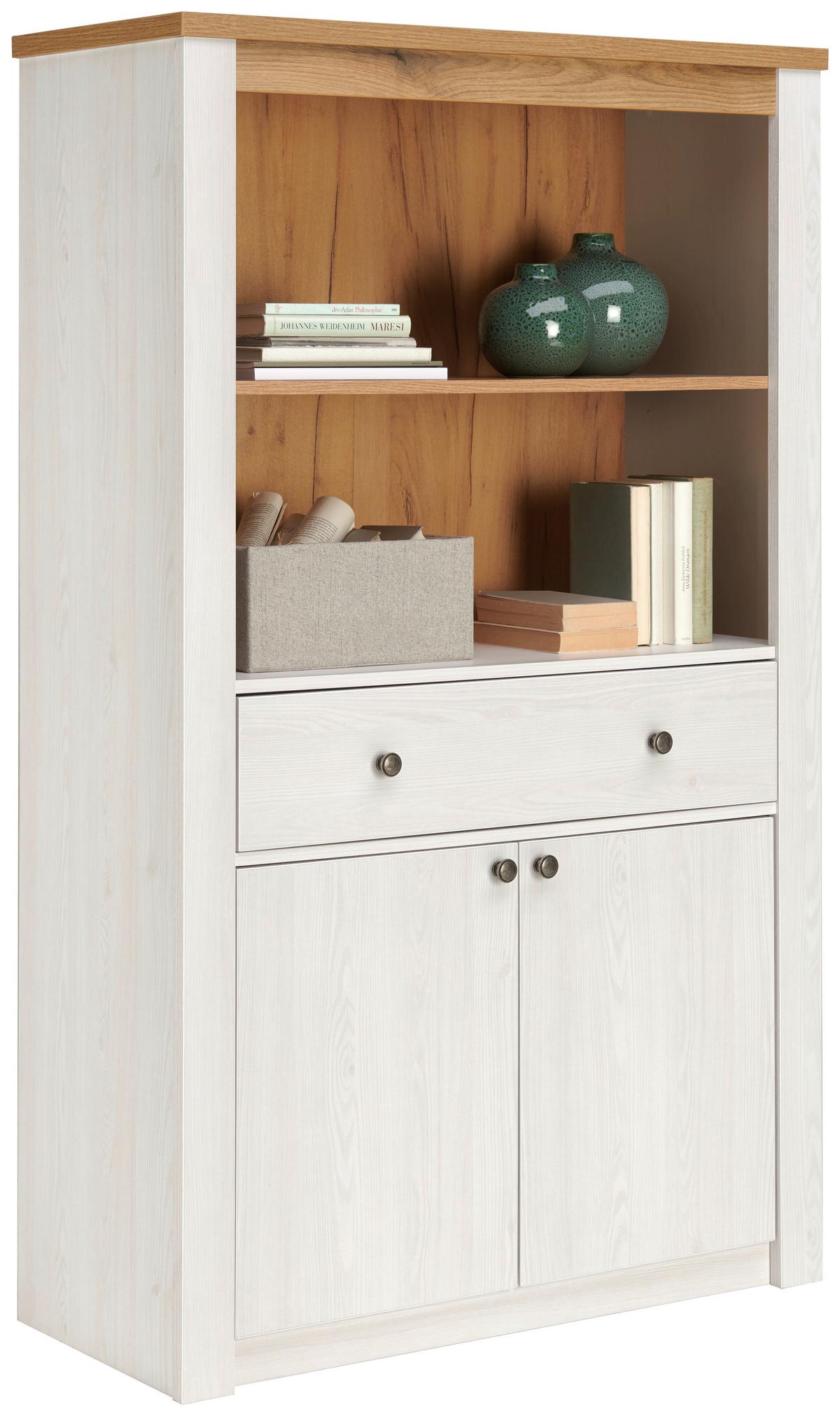 Knjižna Omara Rovigio, Barva Macesna, Bela - bela/barve macesna, Konvencionalno, kovina/umetna masa (97/161/42cm) - Landscape