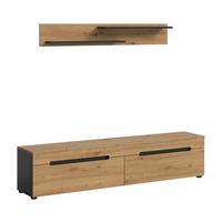 Dnevni Regal Canu, Siva, Barva Hrasta, 2-Delni - črna/hrast artisan, Design, umetna masa/leseni material (170/38/33cm) - Livetastic