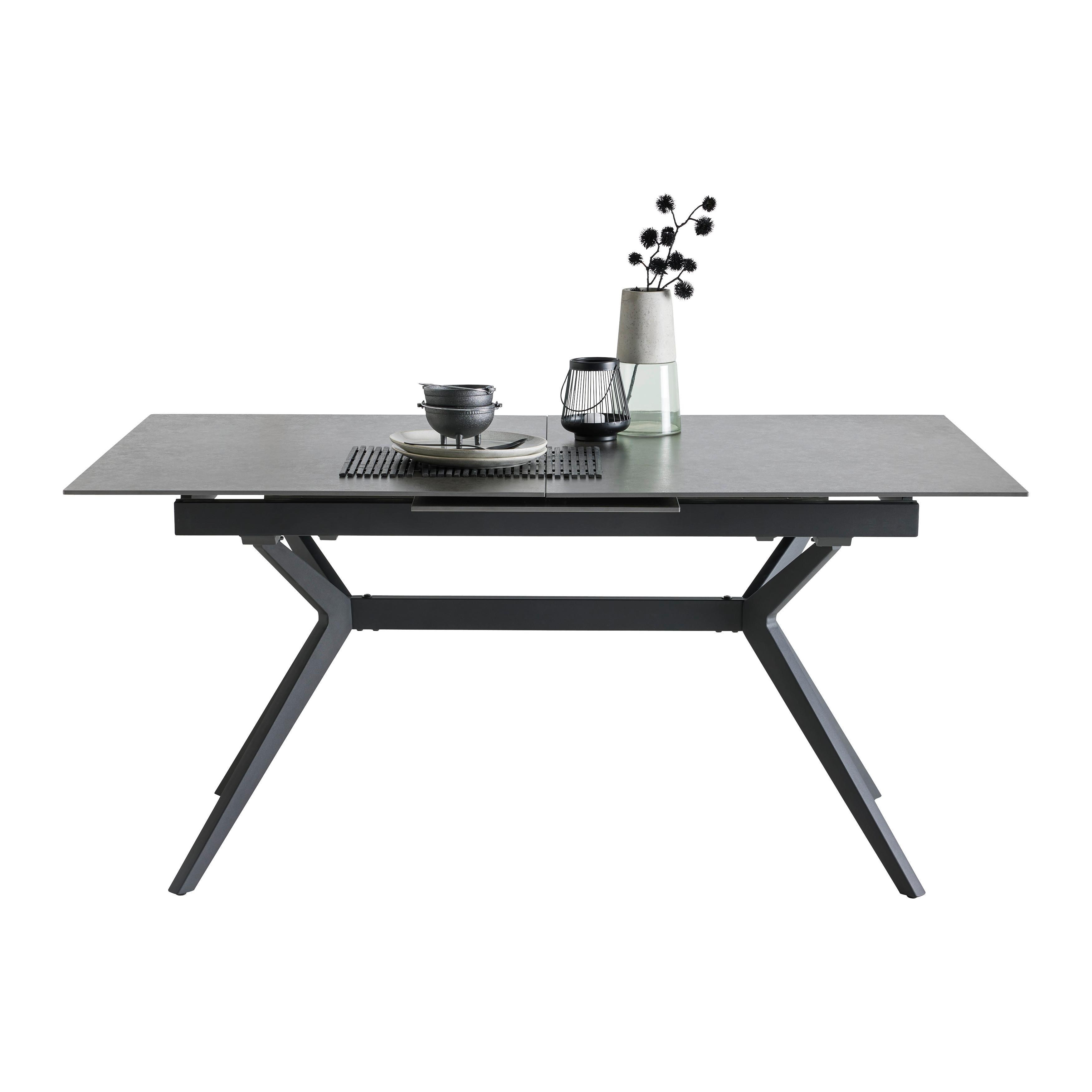 UTDRAGBART BORD VERONA - svart/antracit, Modern, metall/keramik (160-205/91/76cm) - Mömax