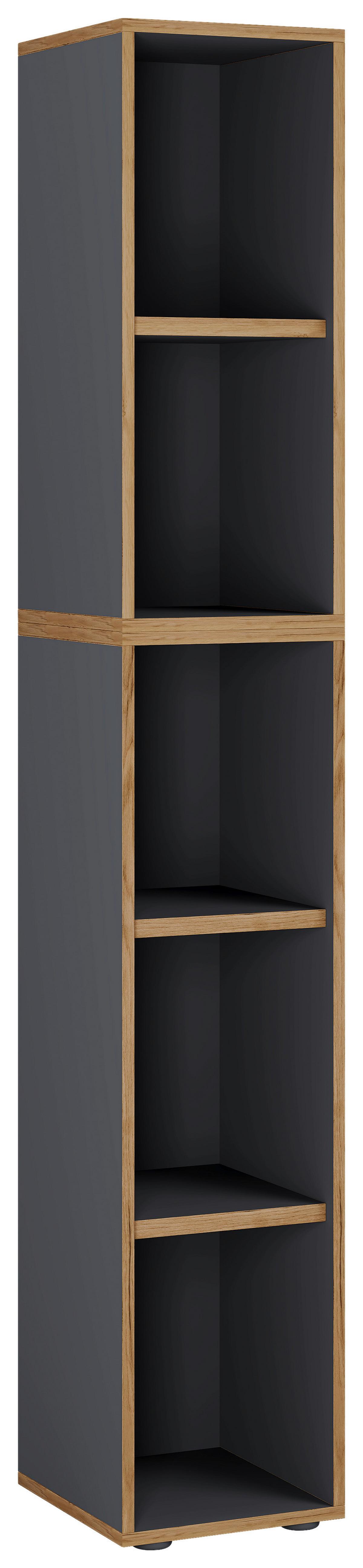 Pisarniški Regal Salia B30, Antracit, Barva Hrasta - črna/medeni hrast, Design, umetna masa/leseni material (30/183/33cm) - MID.YOU