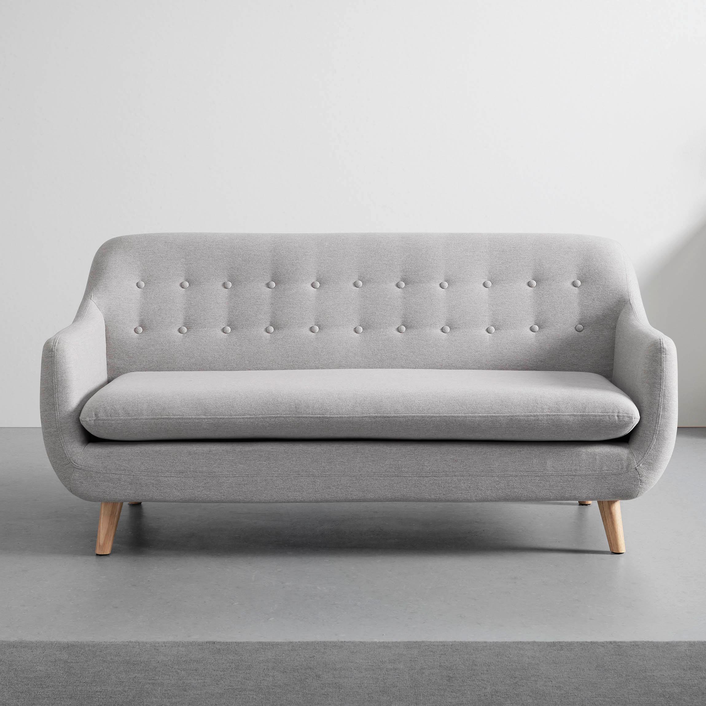 Sofa Dilly Hellgrau Leinenoptik - Hellgrau, MODERN, Holz/Textil (174/85/78cm) - Bessagi Home