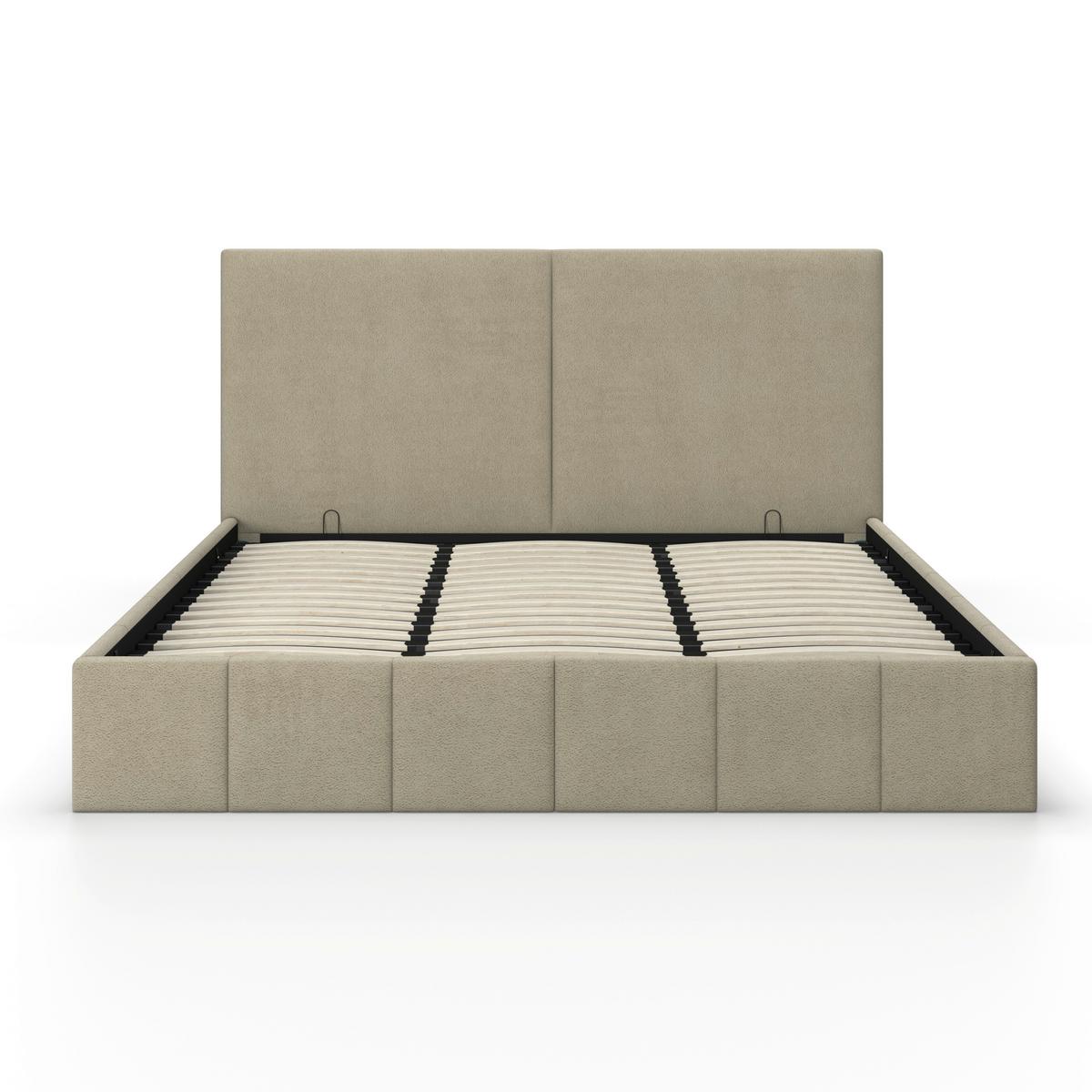 Pat tapițat Serena 180x200 cm Taupe - taupe/negru, Modern, lemn/metal (180/200cm) - Bessagi Home