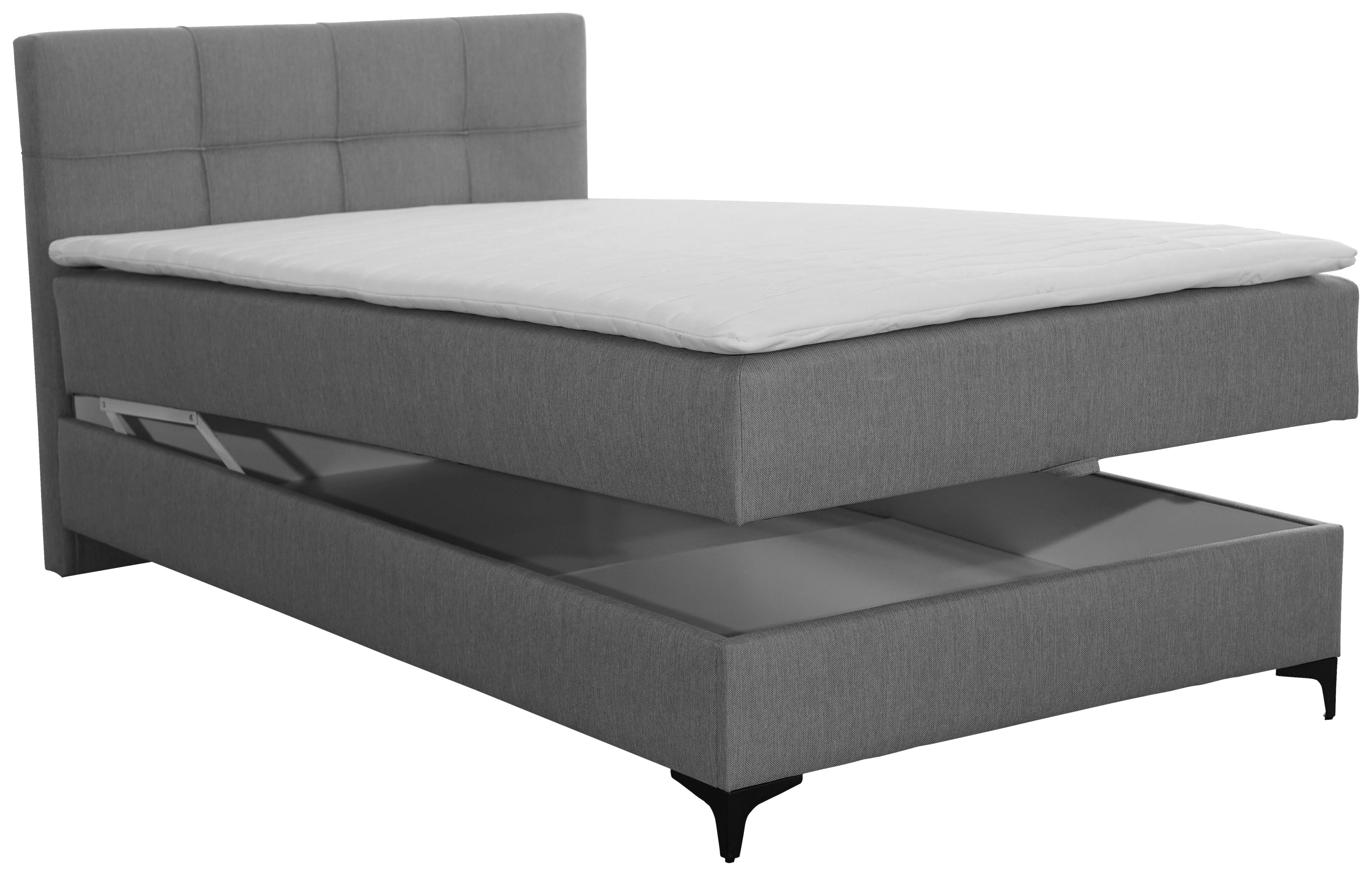 Oblazinjena Postelja Freddie, Siva, 100x200 - siva/črna, Moderno, kovina/tekstil (100/200cm) - Mömax