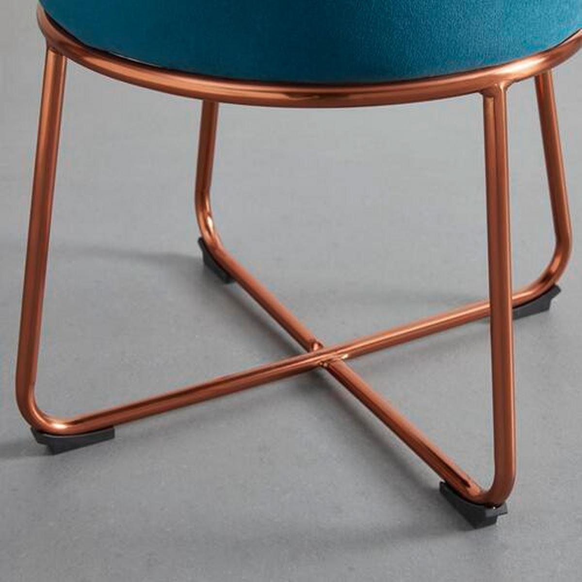 Stuhl Pamela Petrol Samt Gepolstert - Roségold/Petrol, MODERN, Holz/Textil (44/73/47,5cm) - Bessagi Home