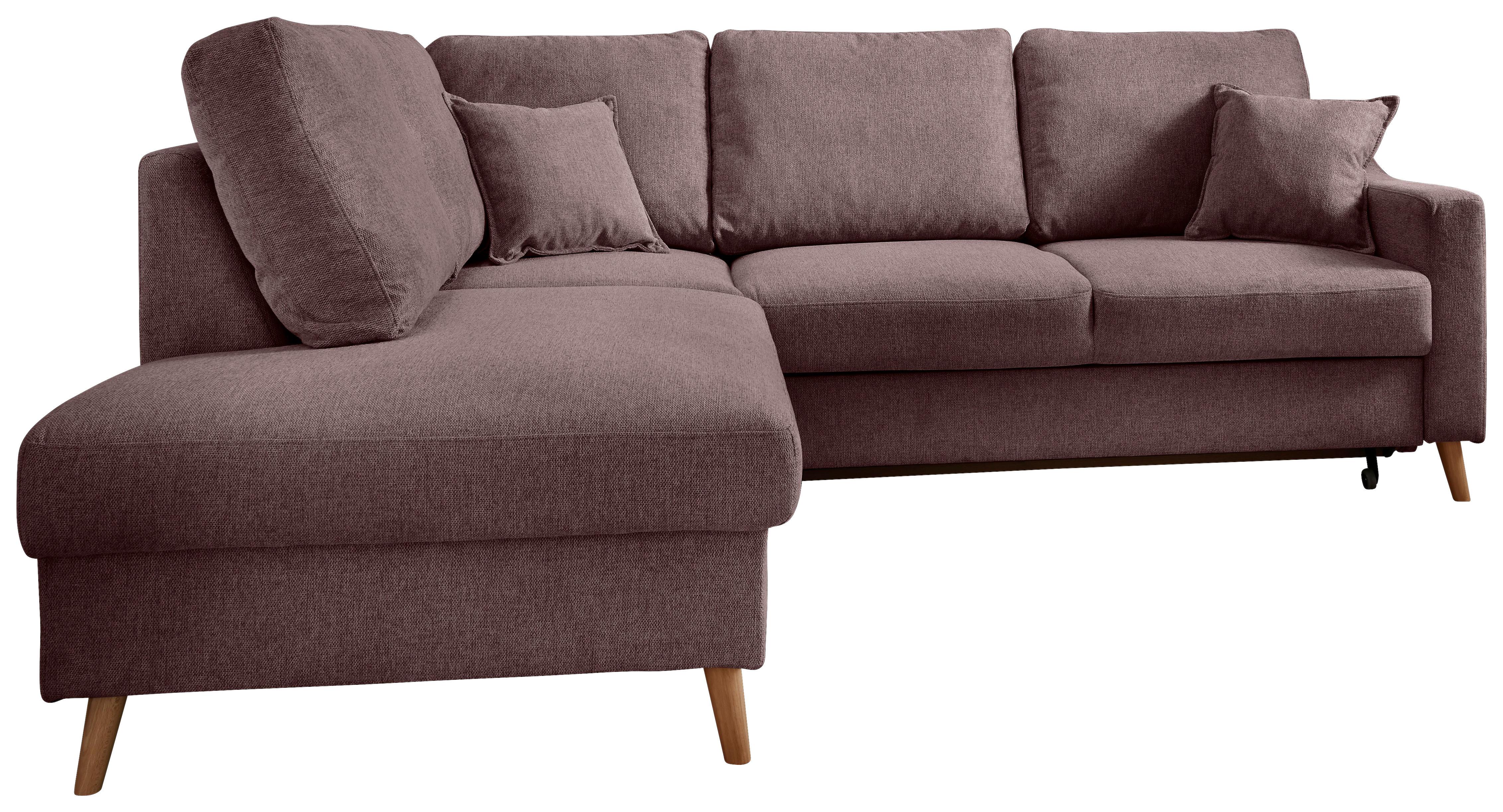 Wohnlandschaft Valentina Bordeaux Struktur - Bordeaux/Naturfarben, KONVENTIONELL, Holz/Textil (200/230cm) - P & B