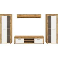 ANSAMBLU MOBILIER CAMERA DE Z JAM - stejar Wotan, Design, sticlă/material pe bază de lemn (310/159/35cm) - Modern Living