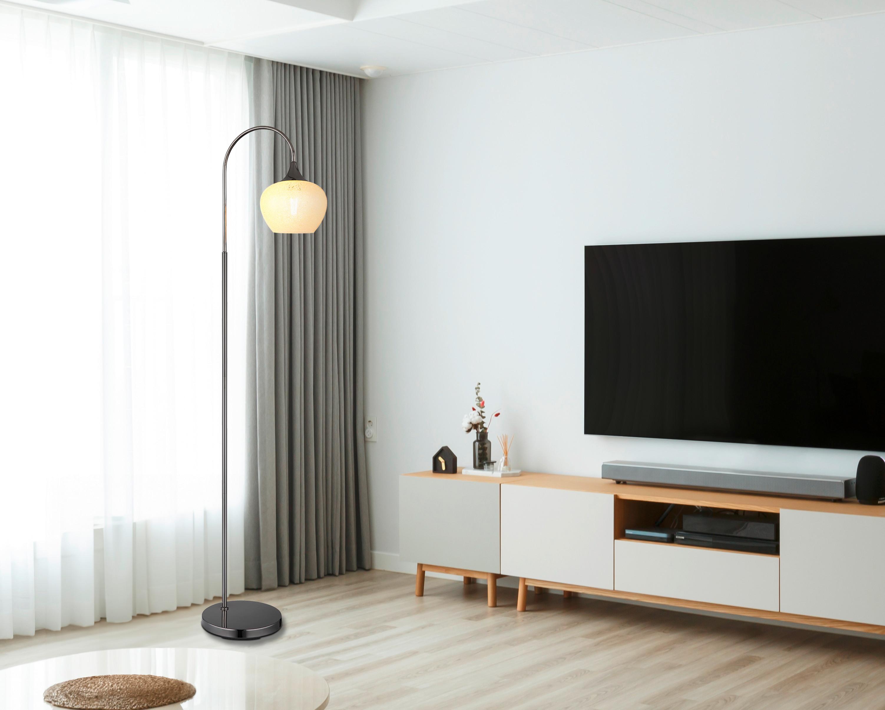 Stehleuchte Maxy Schwarz max. 40 Watt - Klar/Schwarz, KONVENTIONELL, Glas/Metall (39/25/150cm) - Globo