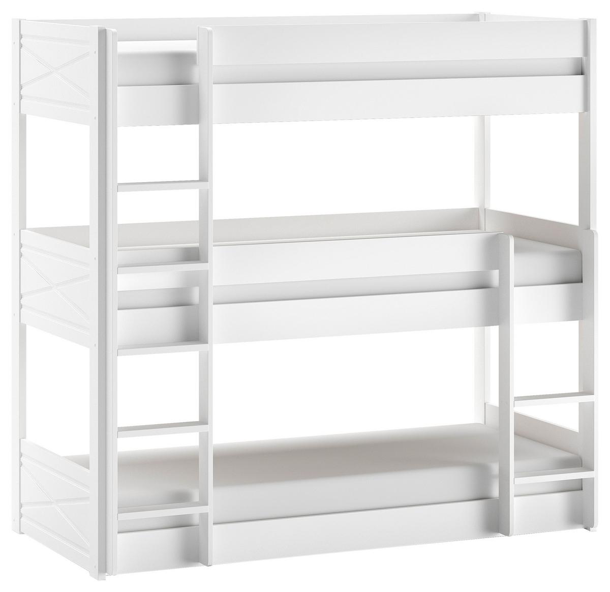 Etagenbett SCOTT ca.90x200cm in Echtholz Kiefer - Weiß, MODERN, Holz (90/200cm) - Vipack