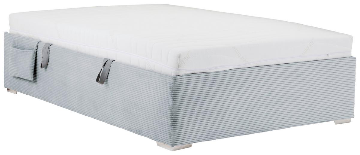 Bett Remi Graublau ca. 140x200cm - Chromfarben/Graublau, KONVENTIONELL, Holz/Kunststoff (140/200cm) - Mömax