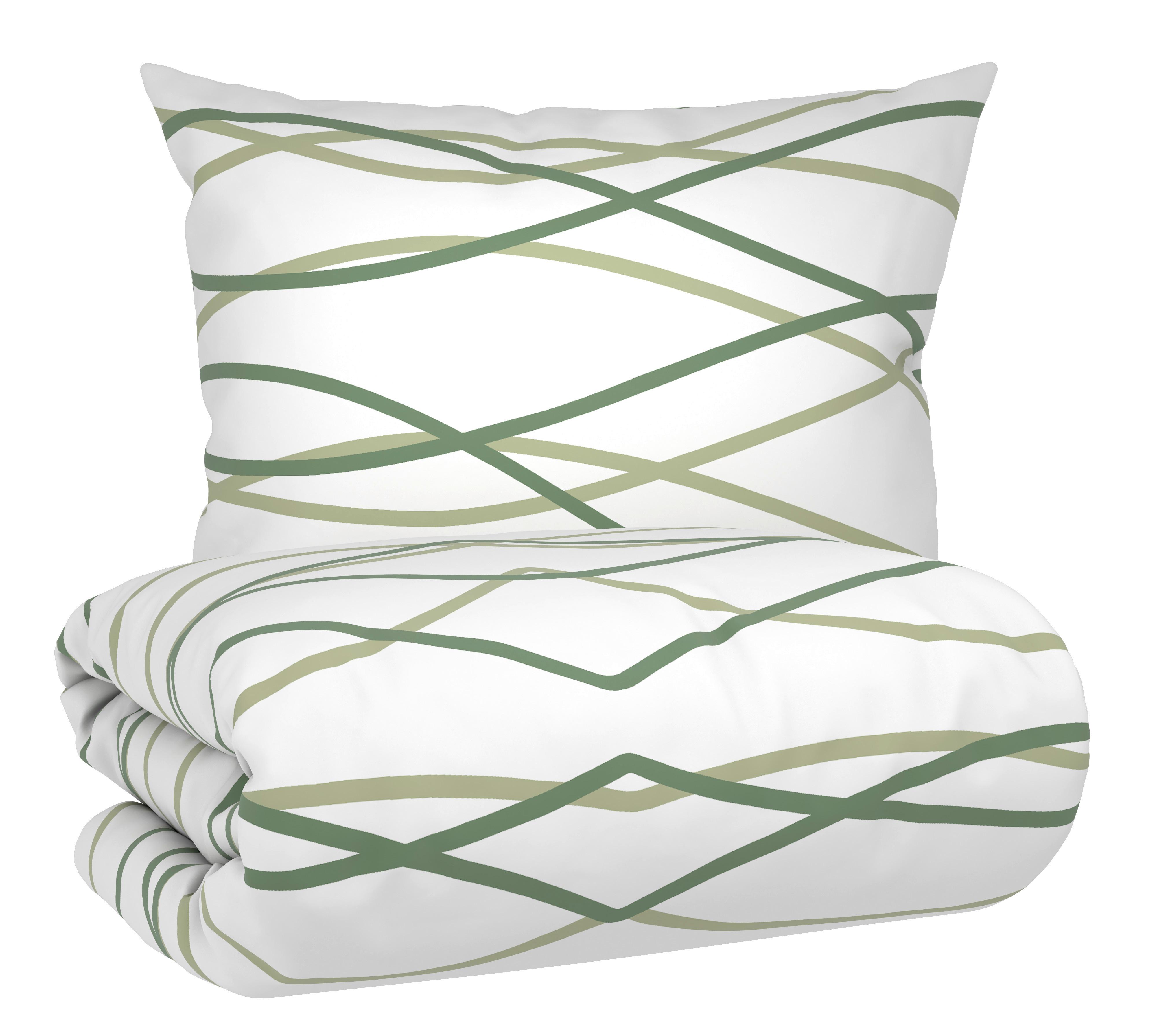 Lenjerie de pat Welle, cca. 140x200/50x70 cm - verde deschis/alb, Modern, textil (140/200cm) - Mömax