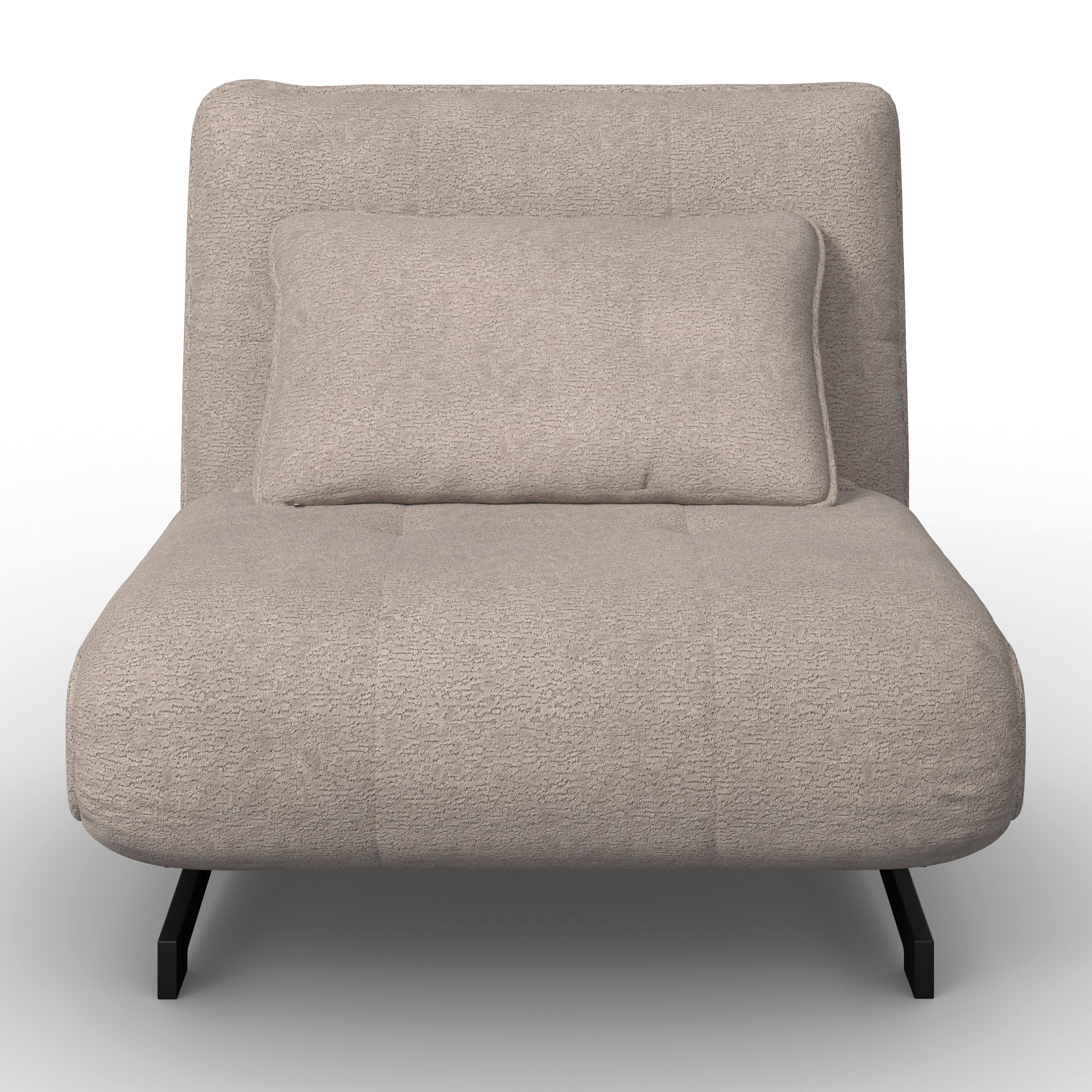BÄDDFÅTÖLJ LUNA - beige/svart, Modern, metall/textil (92/86/80cm) - Bessagi Home