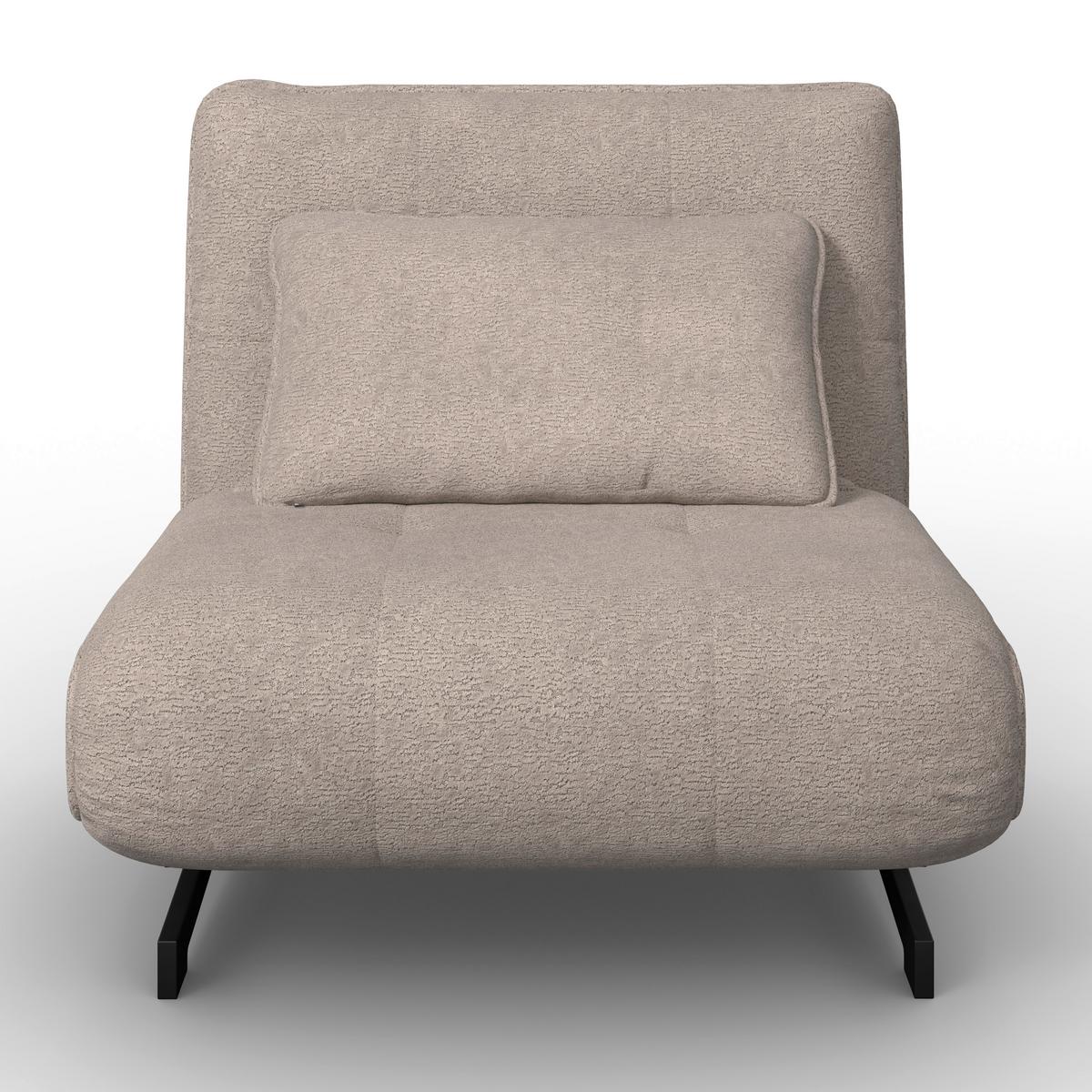 Schlafsessel Luna Bouclé Beige - Beige/Schwarz, MODERN, Textil/Metall (92/40/66cm) - Bessagi Home