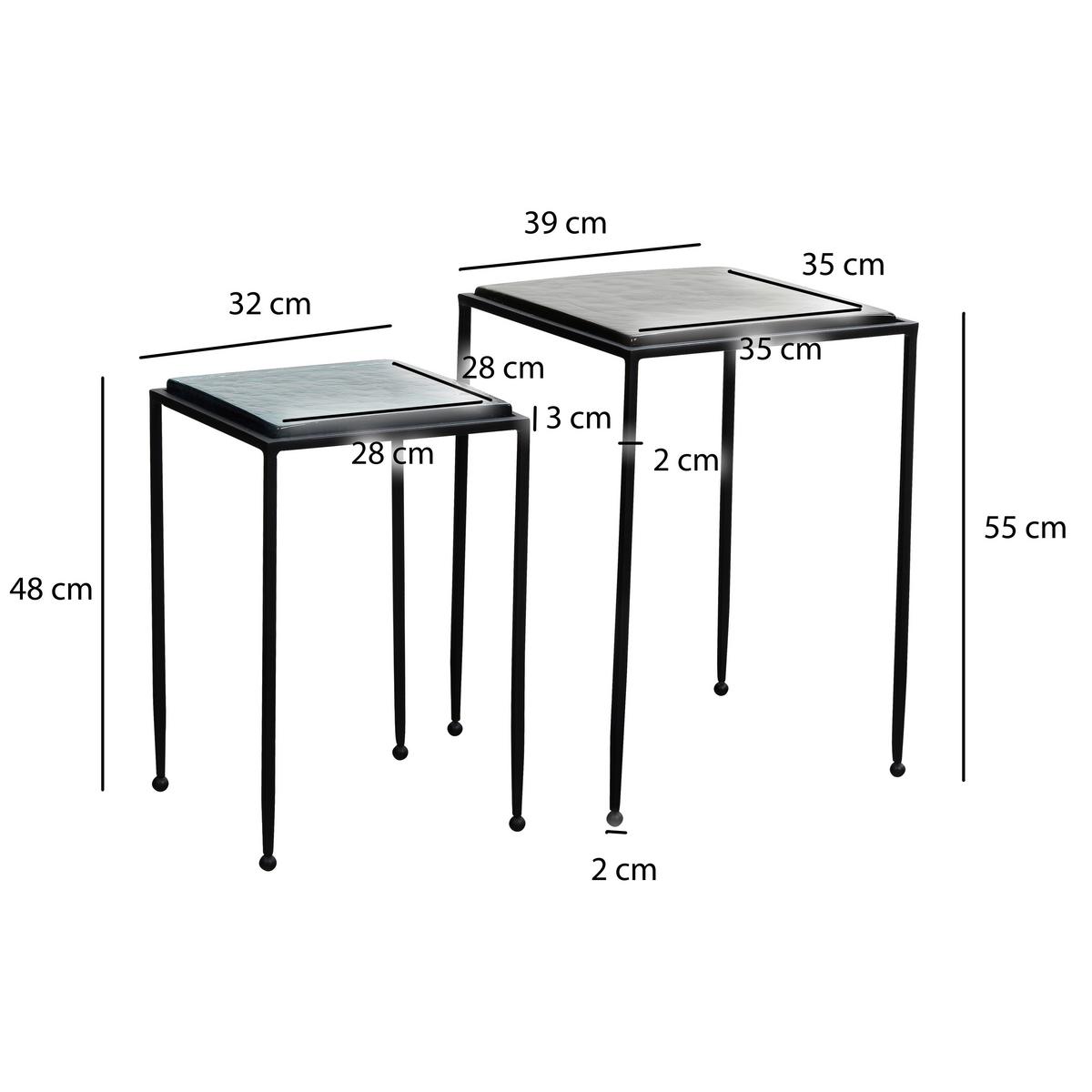SATZTISCH WL7.130 - Blau/Schwarz, Design, Glas/Metall - MID.YOU