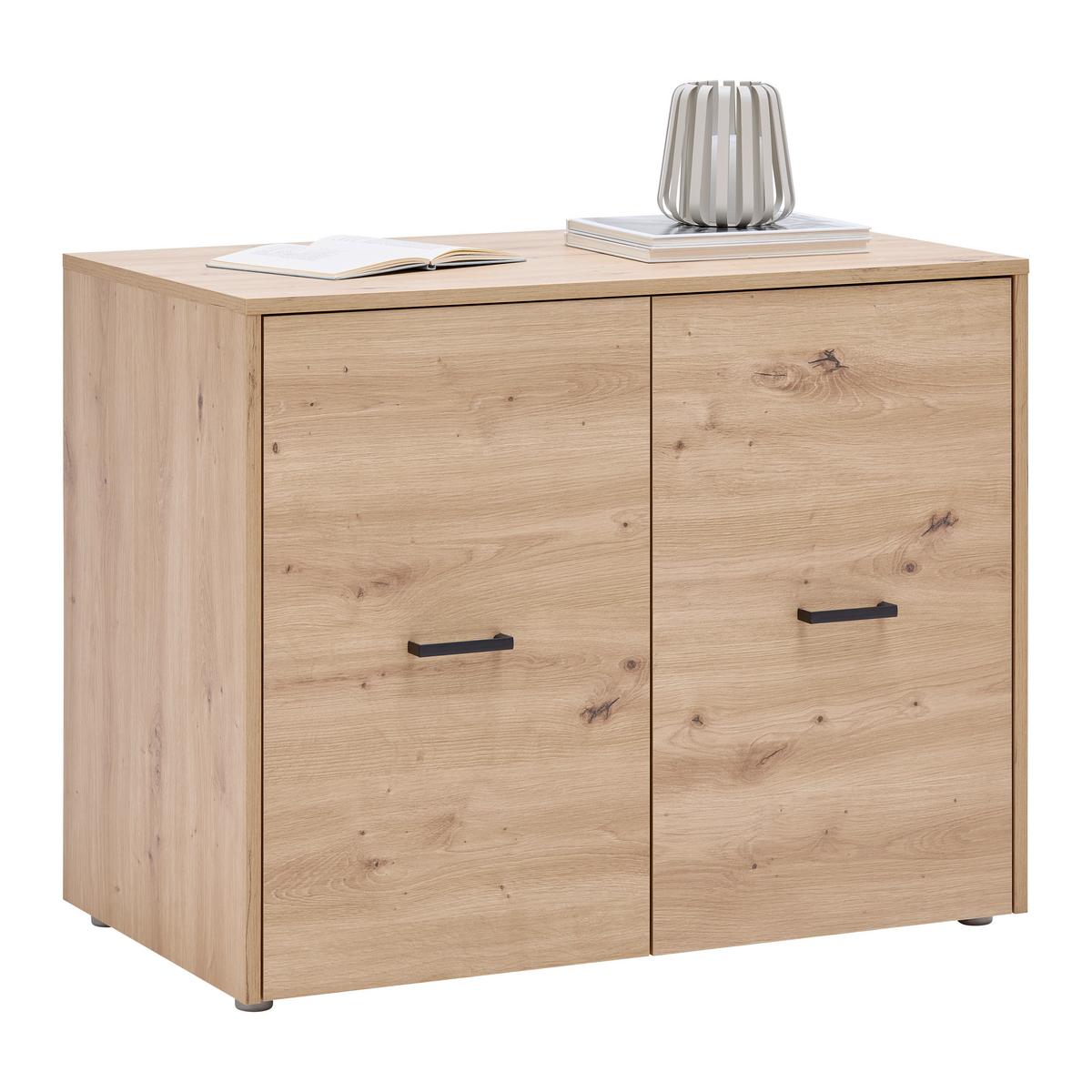 Unterbauschrank Kivo Eiche Artisan - Schwarz/Eiche Artisan, MODERN, Holzwerkstoff/Kunststoff (90/69,8/52,1cm) - Based