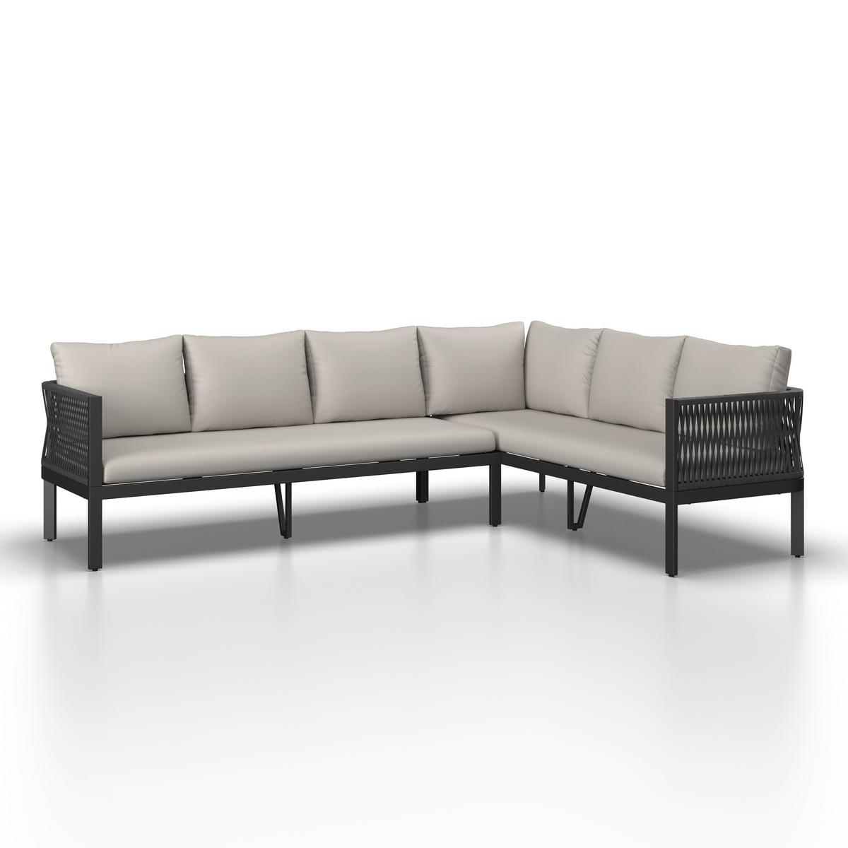 Garnitură grădină Selena - gri deschis/culoare inox, Modern, sticlă/metal (258/66/72cm) - Bessagi Garden