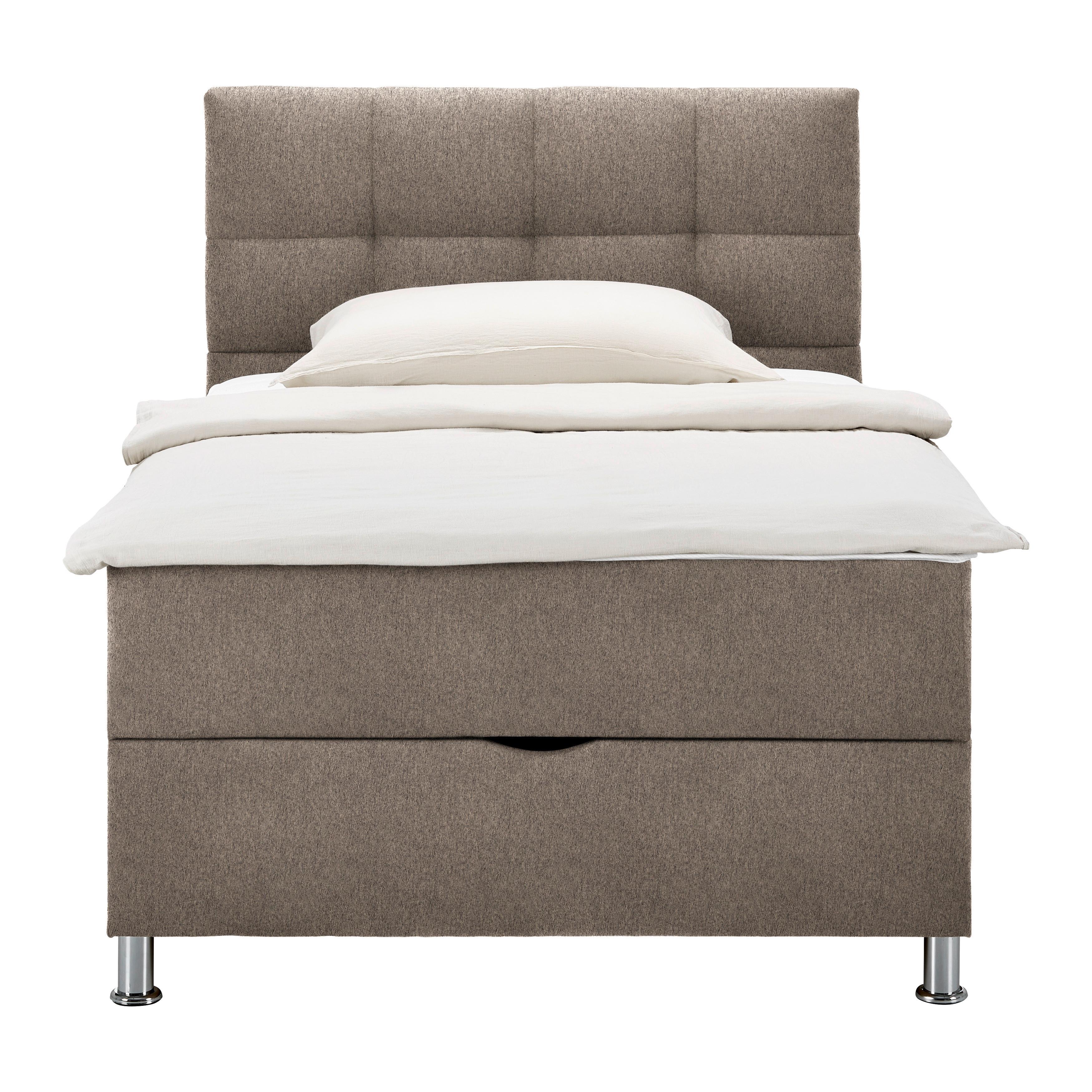 Boxbett Oviedo 120 in Cappuccino ca. 120x200cm - Chromfarben/Cappuccino, KONVENTIONELL, Textil (120/200cm) - Mömax