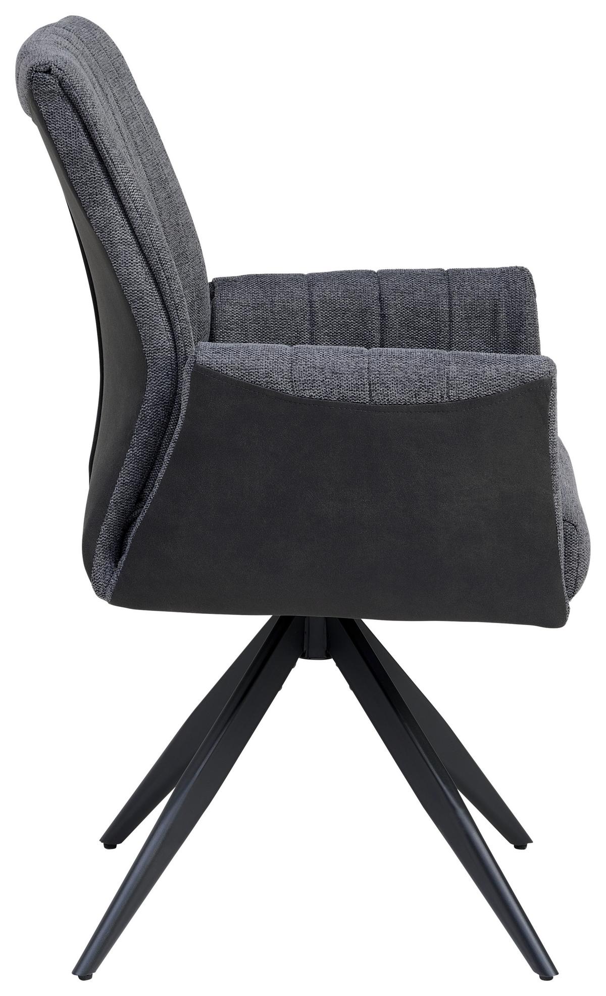KRZESŁO Z PODŁOKIETNIKAMI CHANTAL - czarny/szary, Lifestyle, metal/tkanina (58/94/64cm) - MID.YOU