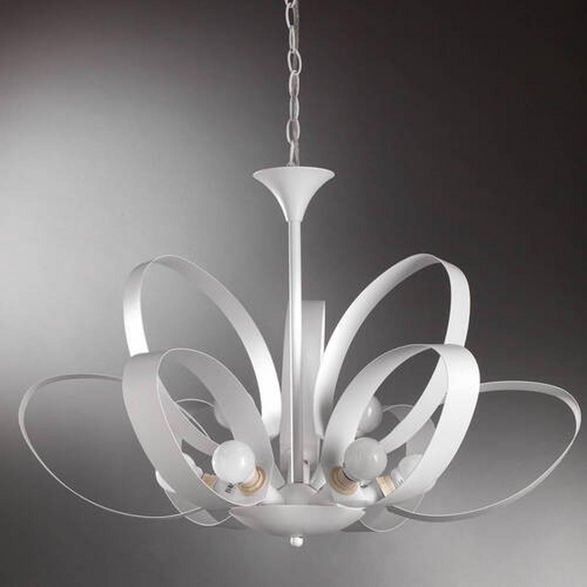 Kronleuchter Serena Weiß max. 6 Watt - Weiß, Design, Metall (75/115cm)