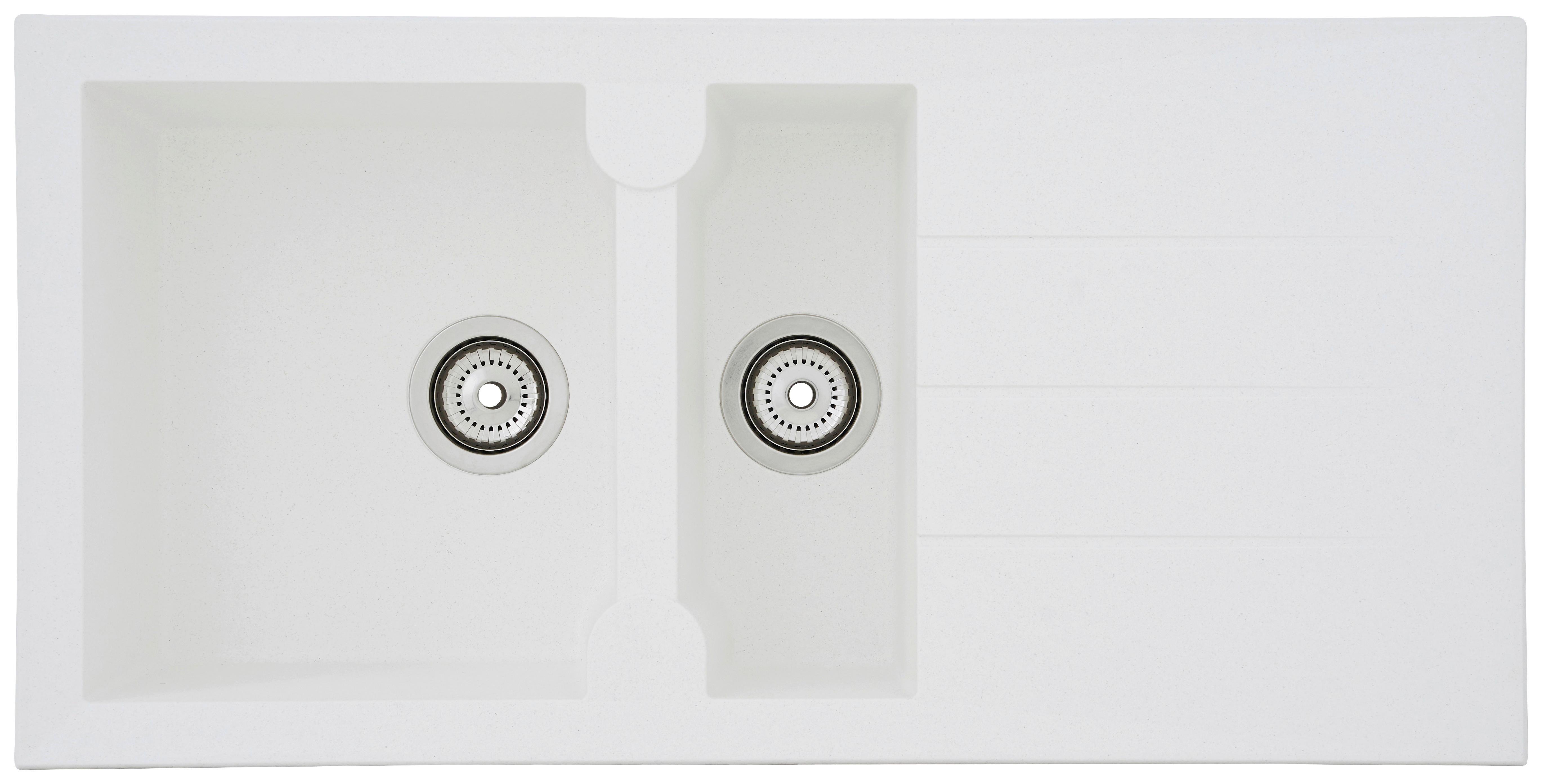 Spüle Alineo Weiß Kunststein B/T ca. 100x50 cm - Weiß, Trend, Stein (100/21/50cm) - Respekta